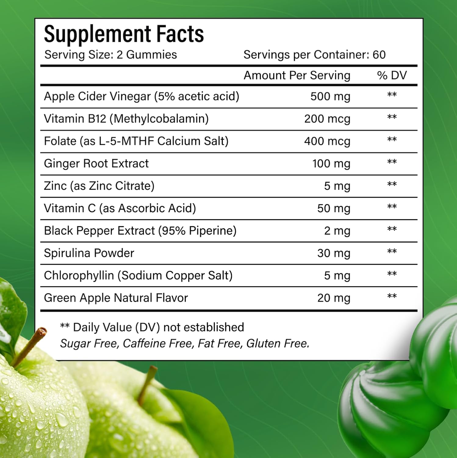 Premium Apple Cider Vinegar (ACV) Gummies, Formulated with Vitamin B12, Zinc, Ginger & Vitamin C by FreshDrinkUS - Natural and Premium Herbal Tea