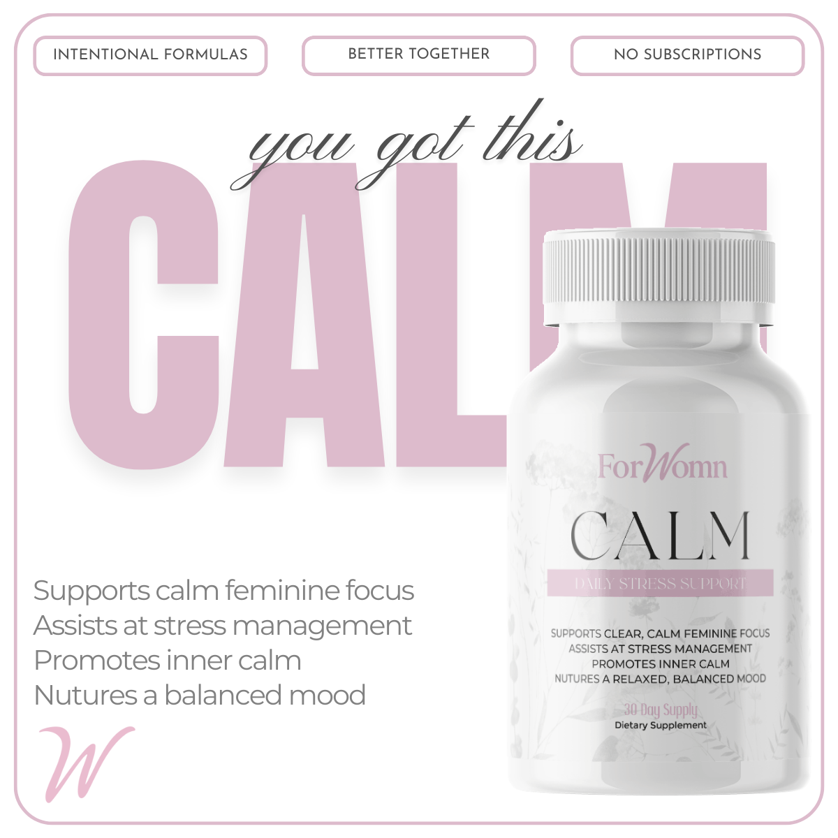 Calm Daily Stress Support Supplement by ForWomn | Women&