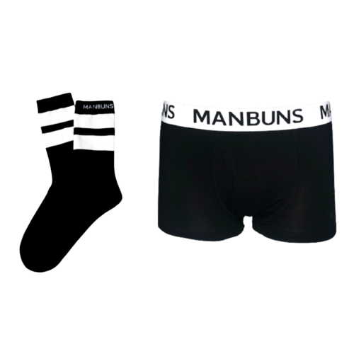 Men's Classic Black Boxer Trunk Underwear and Sock Set - Performance 2XL