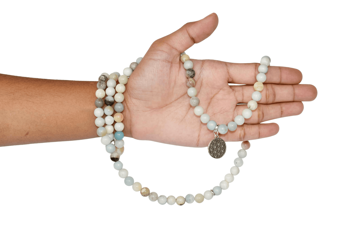 Multi Amazonite Beads Mala Bracelet, 108 Prayer Beads Necklace (Good luck and Fortune) DestGlow
