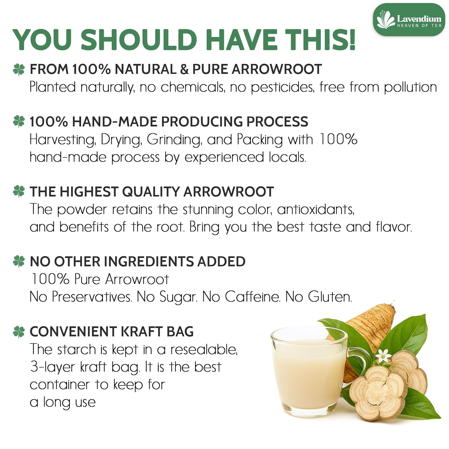 Premium Arrowroot Starch Powder – 17.6oz Resealable Bag, Gluten-Free, Non-GMO, Premium Plant-Based Thickener for Cooking, Baking & Frying. by FreshDrinkUS - Natural and Premium Herbal Tea