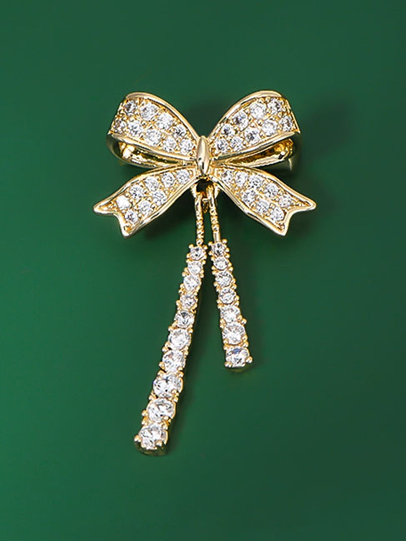 Alloy & Crystal Bow Fringed Mini Brooch DestGlow