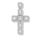Men's 2" Large Baguette Cross Pendant CZ Solid Real 925 Sterling Silver - necklaces