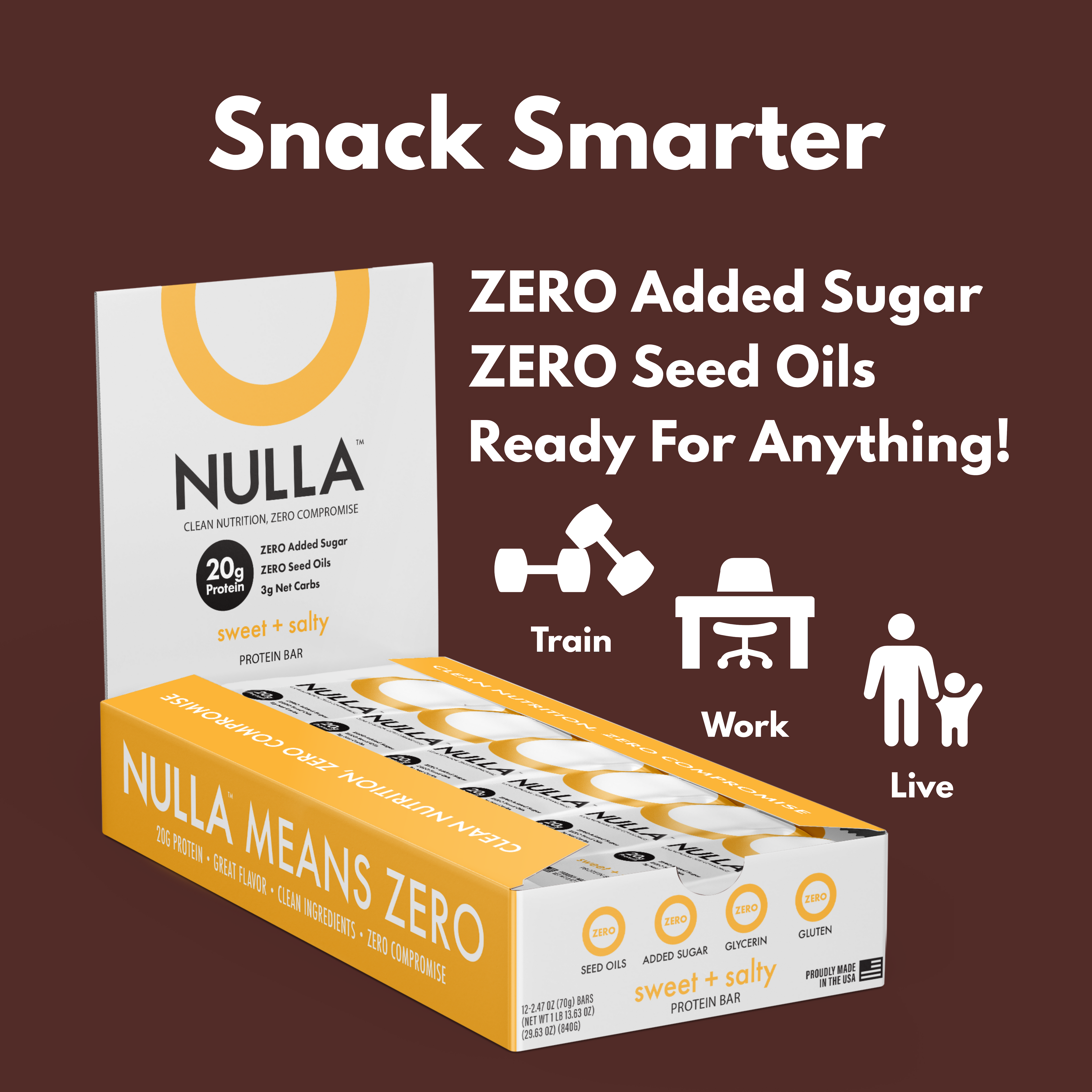 CleanForm Nutrition Nulla Protein Bar - 2 Flavors - Box of 12