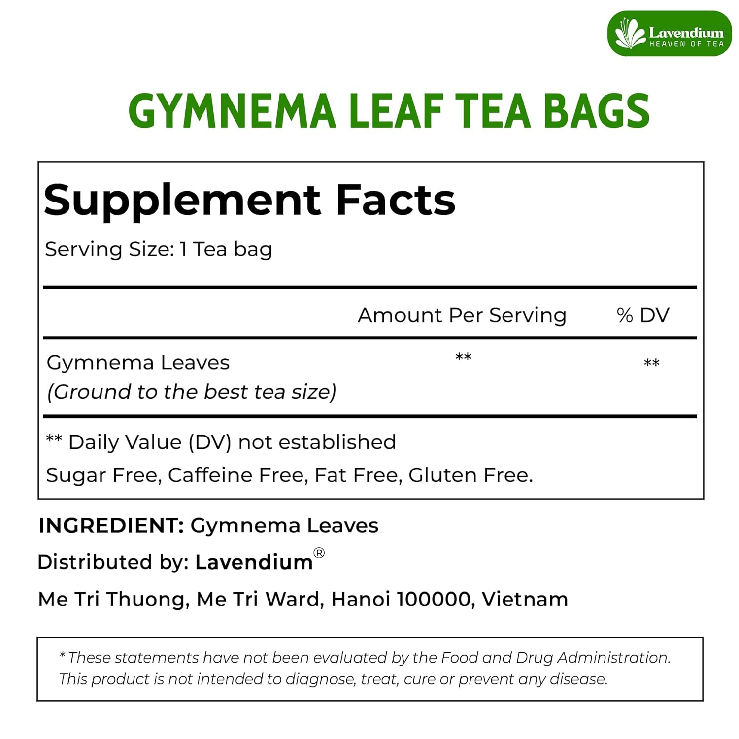 Premium Gymnema Leaf Tea Bags for Diabetics, 100% Natural & Pure from Gymnema Leaves. by FreshDrinkUS - Natural and Premium Herbal Tea