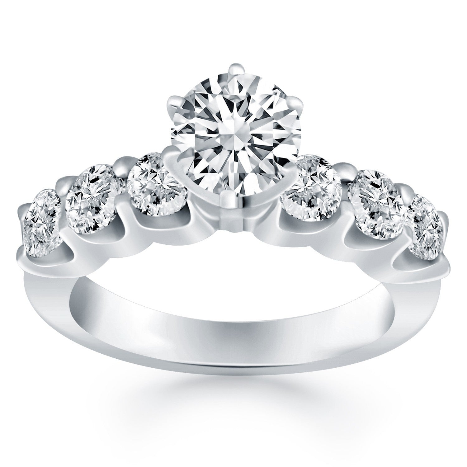 14k White Gold Shared Prong Diamond Engagement Ring by Bids.com