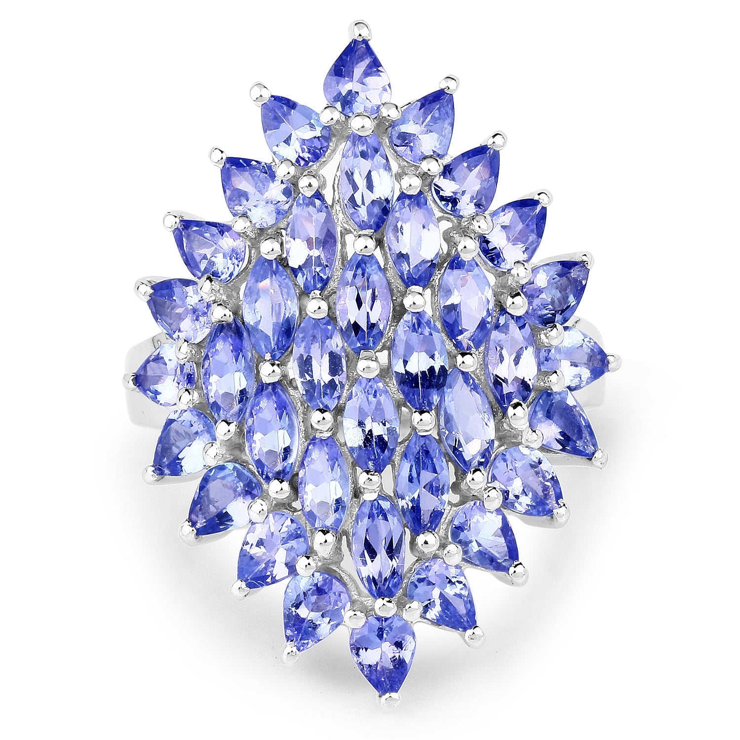 5.04 Carat Genuine Tanzanite .925 Sterling Silver Ring DestGlow