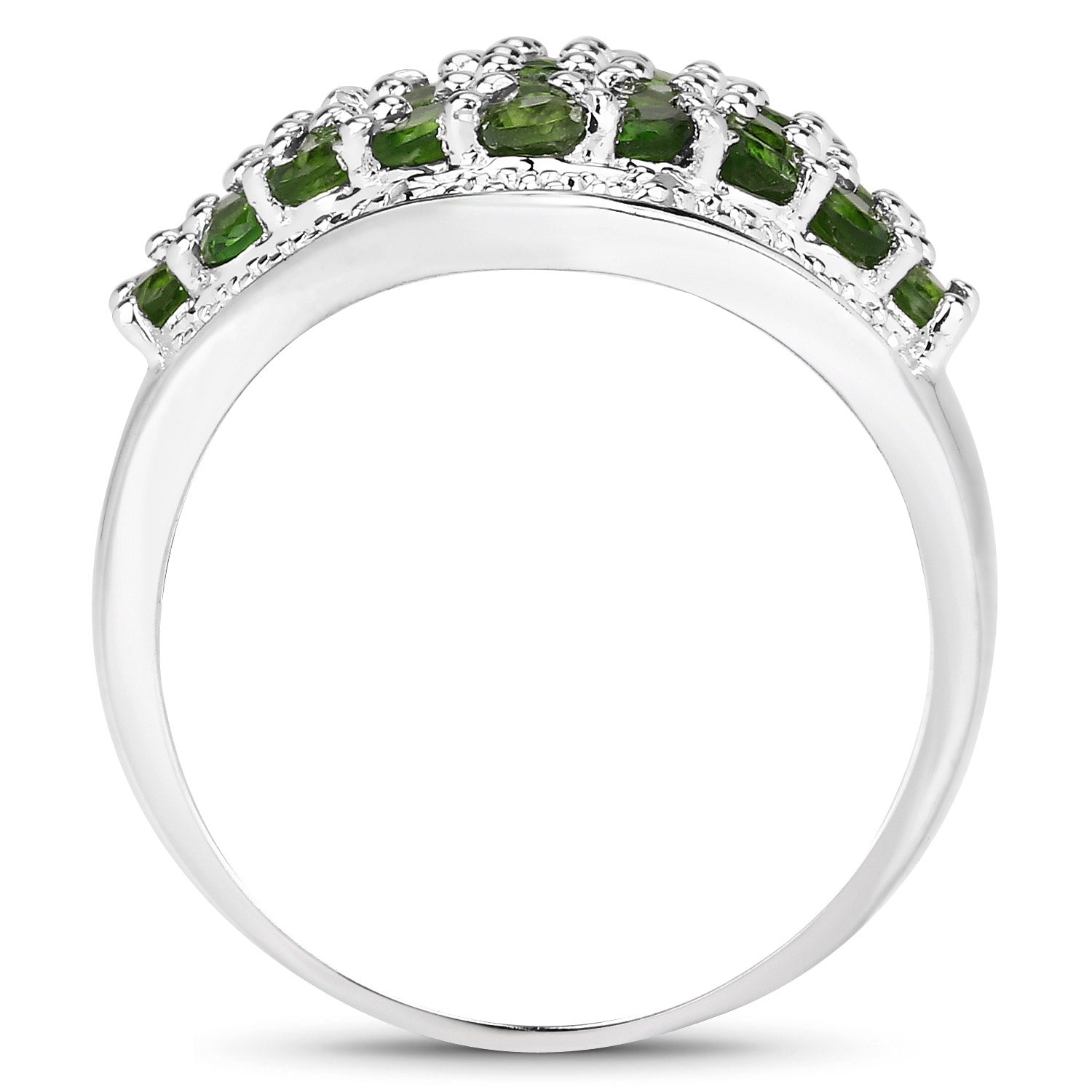 2.41 Carat Genuine Chrome Diopside and White Topaz .925 Sterling Silver Ring by Bids.com