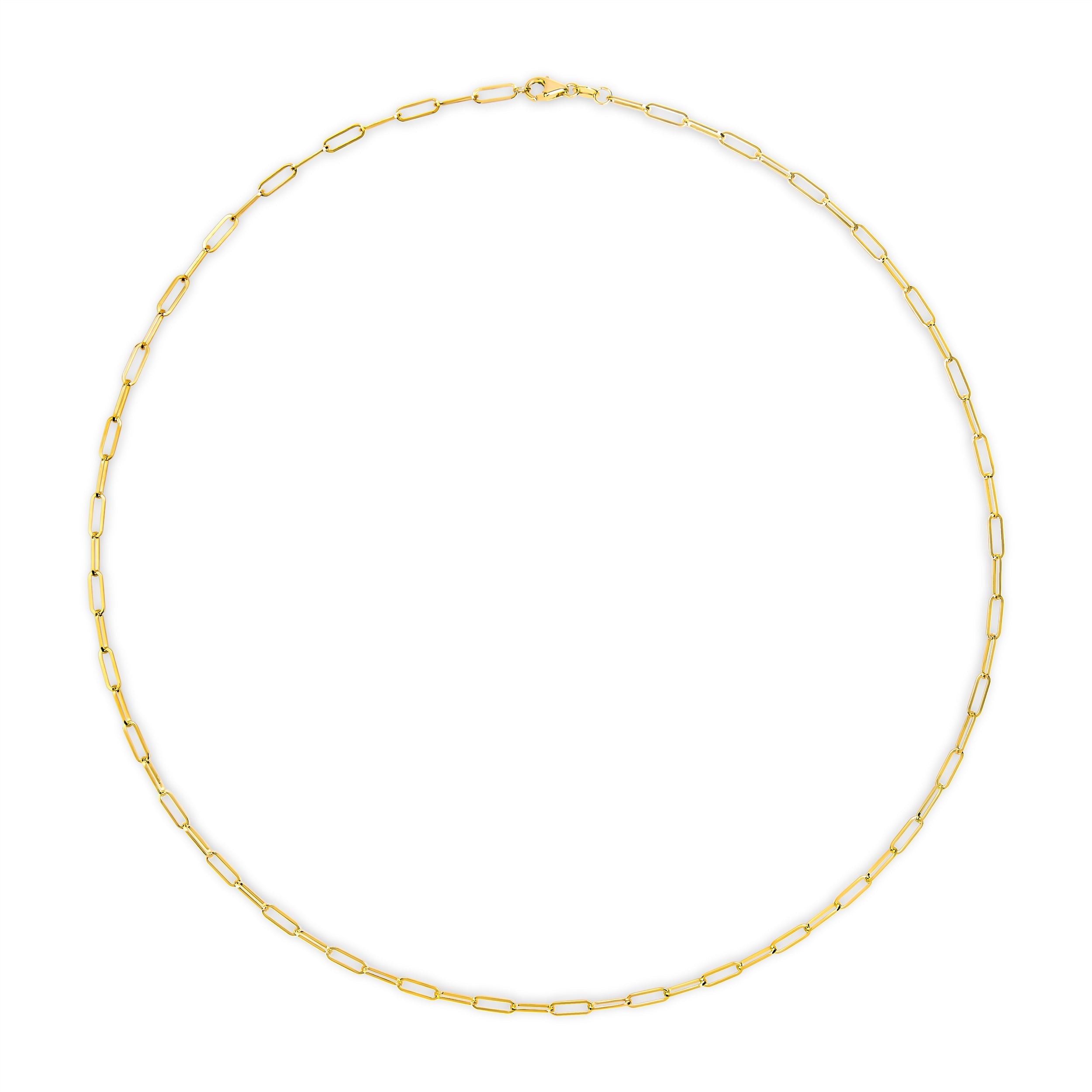 Solid 14K Yellow Gold 2.5mm Paperclip Chain Necklace Unisex 18" Inches DestGlow
