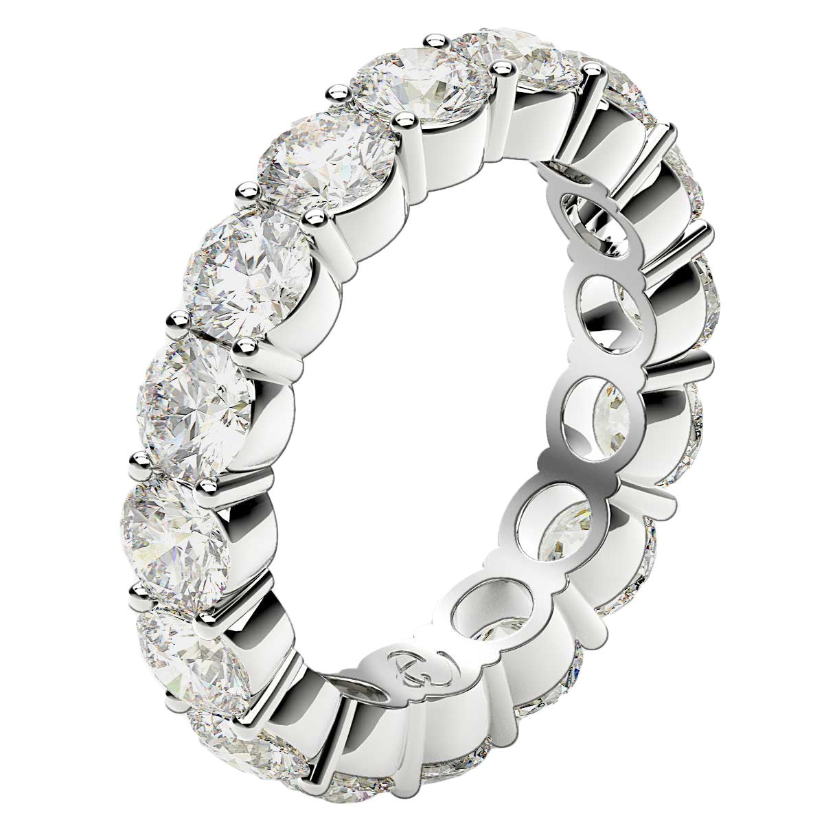 Round Cut Lab Grown Diamond Eternity Ring in 14k White Gold (4 cttw FG/VS2) by Bids.com