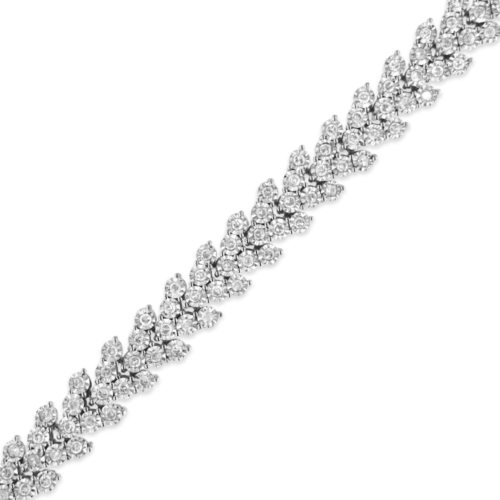 .925 Sterling Silver 2.00 Cttw Miracle Set Diamond Laurel Wreath Link Bracelet (I-J color, I3 clarity) - 7.25" DestGlow