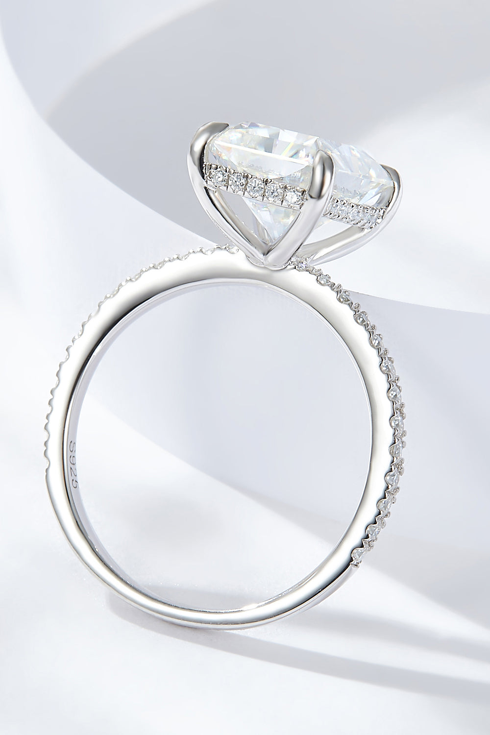 4 Carat Radiant-Cut Sparkala™ 4-Prong Side Stone Ring (Platinum Over Pure Sterling Silver) by Sparkala