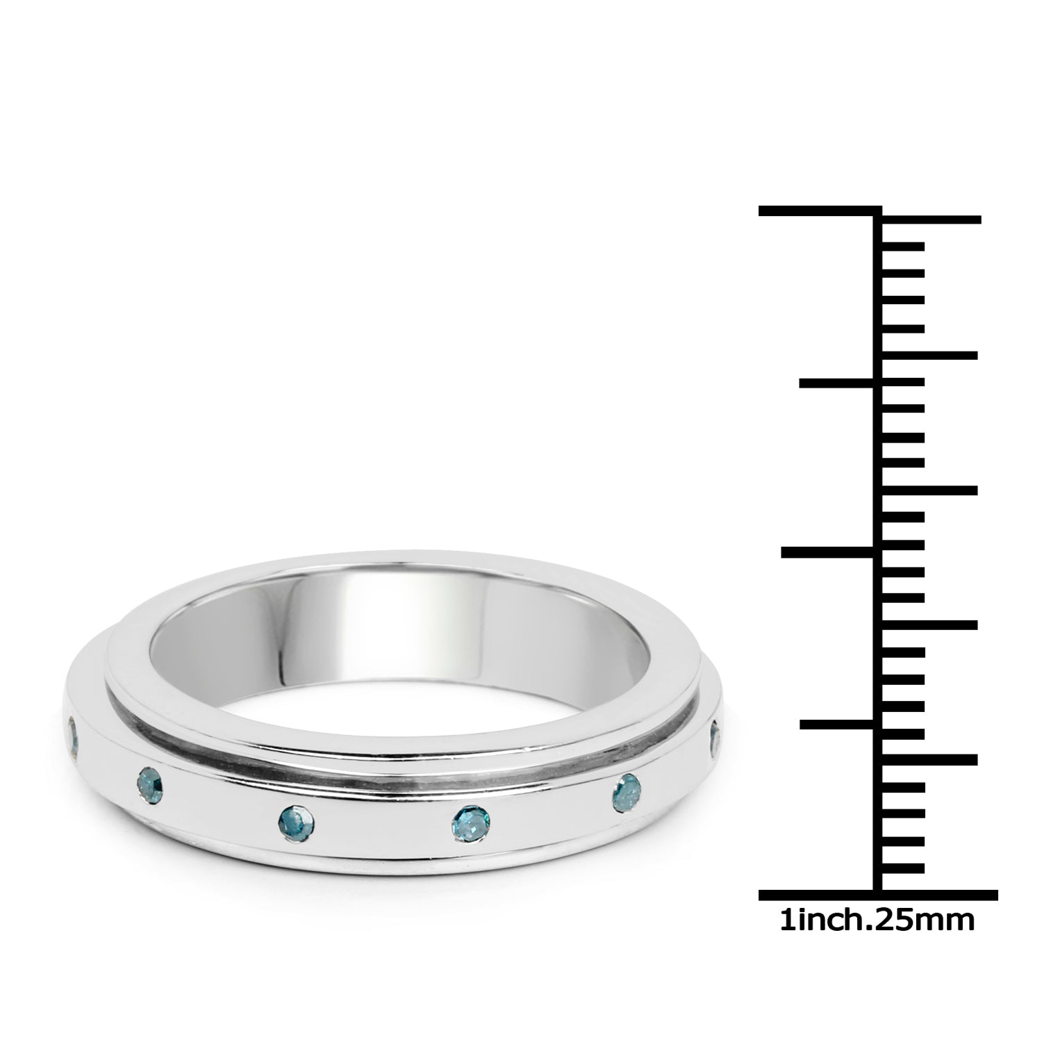 0.14 Carat Genuine Blue Diamond .925 Sterling Silver Ring by Bids.com