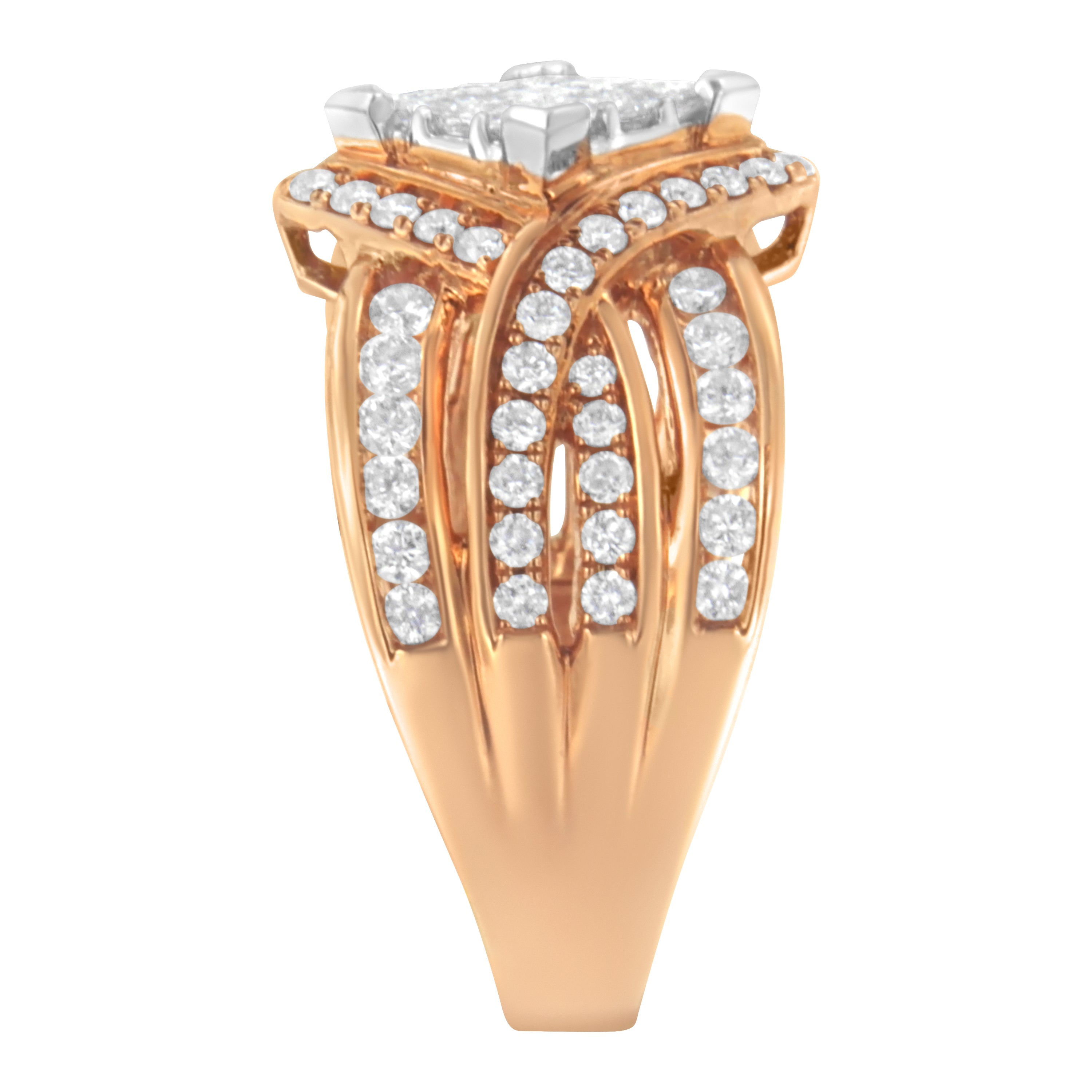 Two-Tone 10KT Gold Diamond Bypass Cocktail Ring (1 1/2 cttw, H-I Color, I1-I2 Clarity) by Bids.com