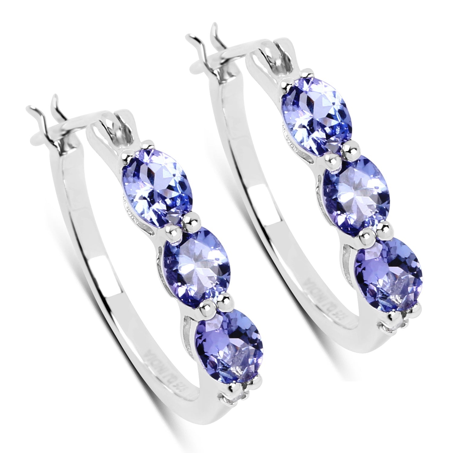 1.99 Carat Genuine Tanzanite and White Diamond .925 Sterling Silver Earrings by Bids.com