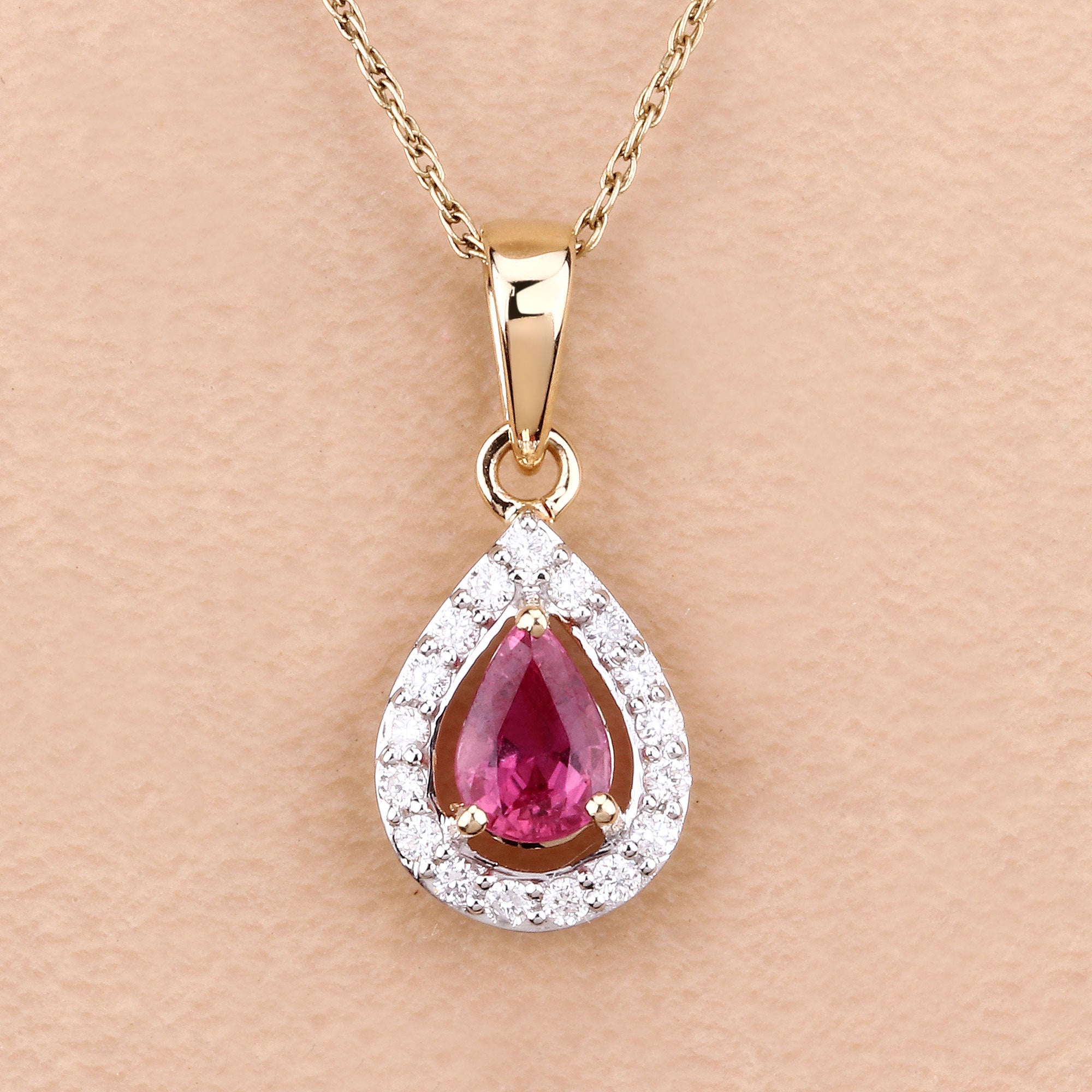 1.03 Carat Genuine Ruby and White Diamond 14K Yellow Gold Pendant by Bids.com