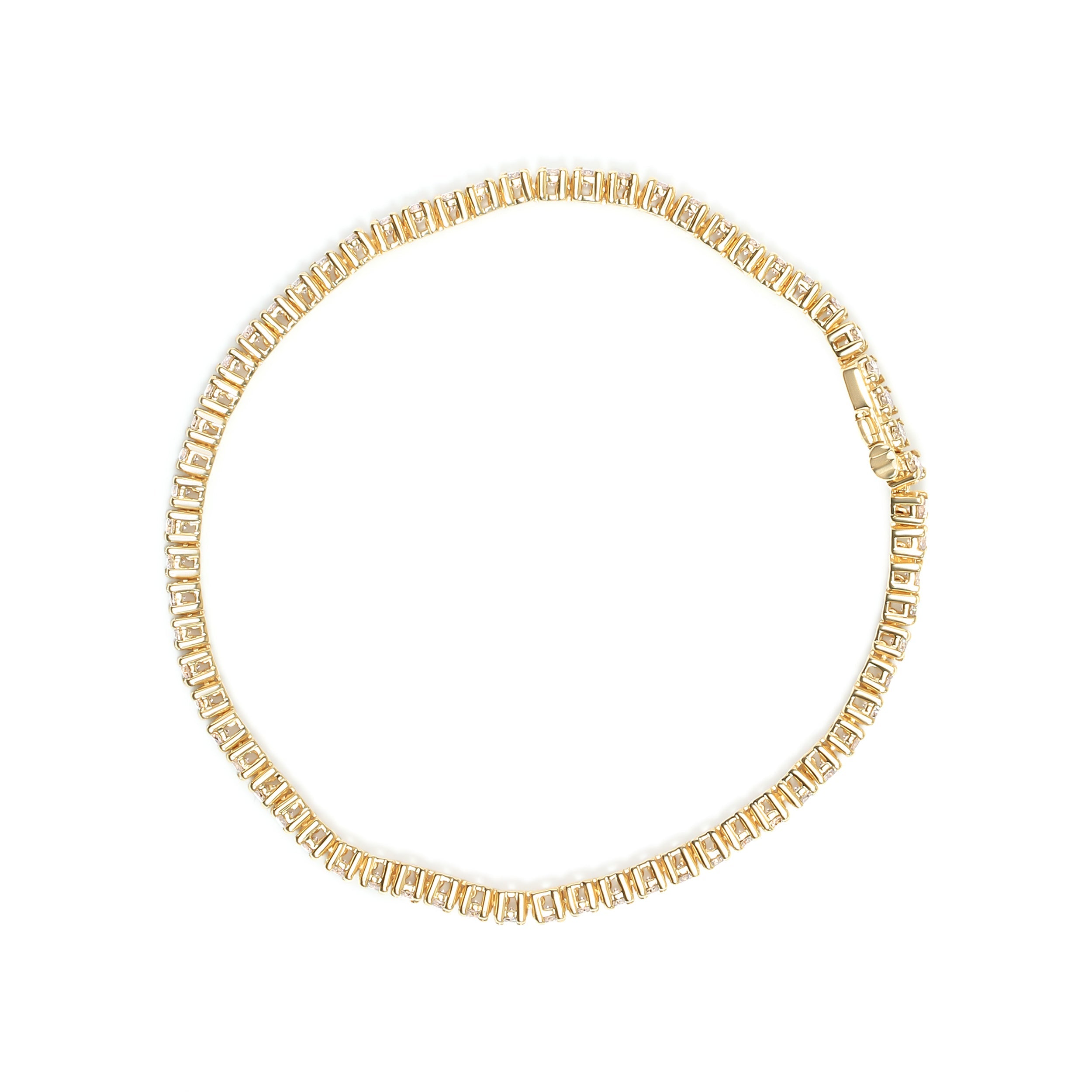 14K Yellow Gold 6.0 Cttw Classic 4 Prong Set Round Brilliant Cut Diamond Tennis Bracelet (K-L Color, VS2-SI1 Clarity) - 7.25" by Bids.com