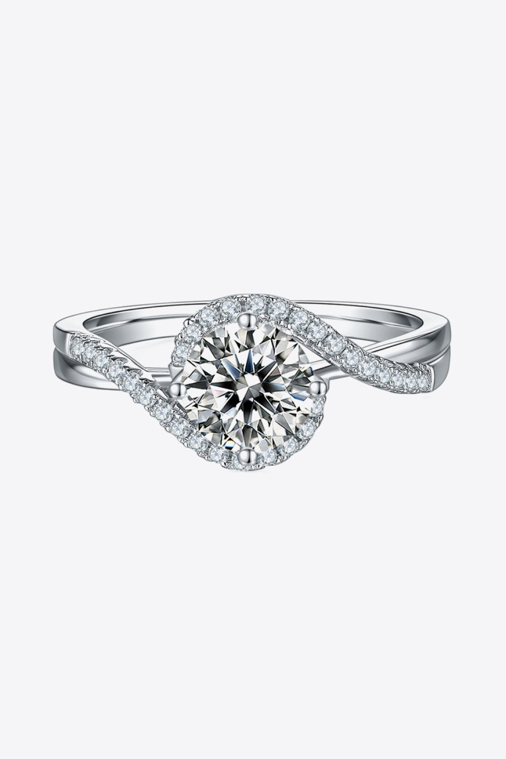 1 Carat Brilliant Round Cut Sparkala™ Crisscross 925 sterling silver Ring - DestGlow
