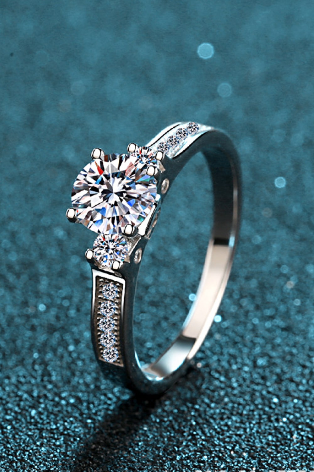 Lucky Charm Brilliant Round Cut Sparkala™ Rhodium-Plated Ring by Sparkala