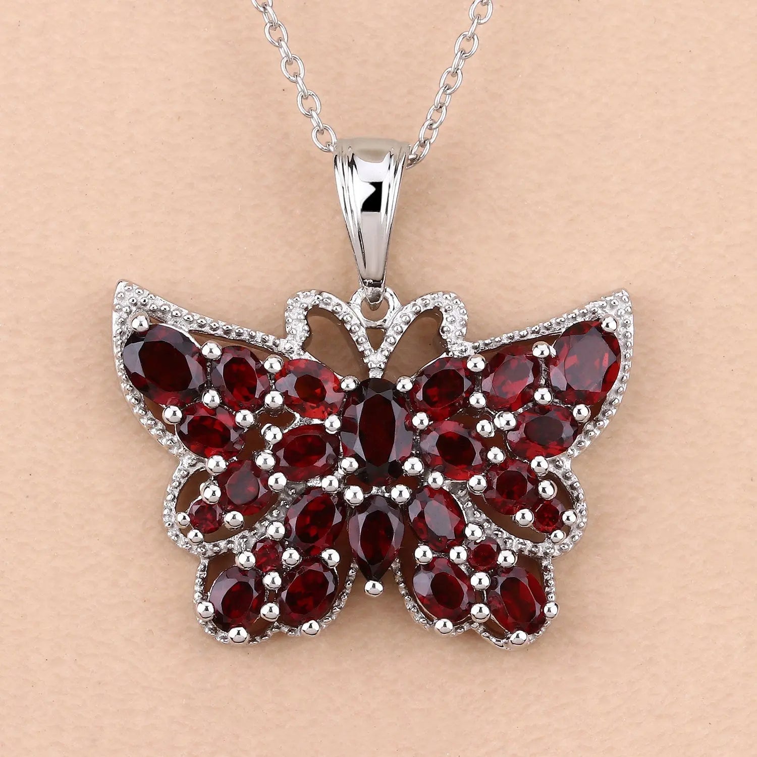 4.90 Carat Genuine Garnet .925 Sterling Silver Pendant