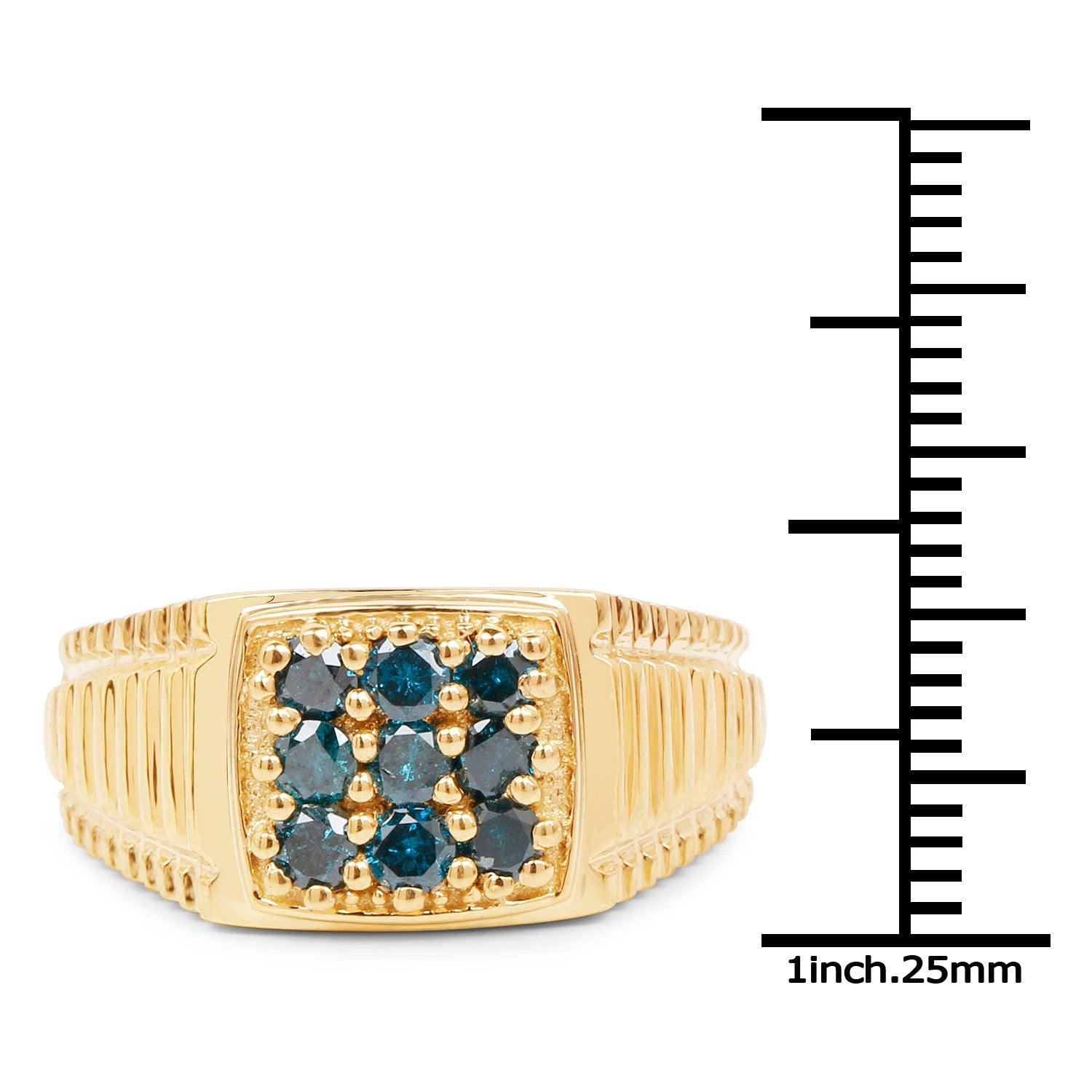 14K Yellow Gold Plated 0.63 Carat Genuine Blue Diamond .925 Sterling Silver Ring by Bids.com