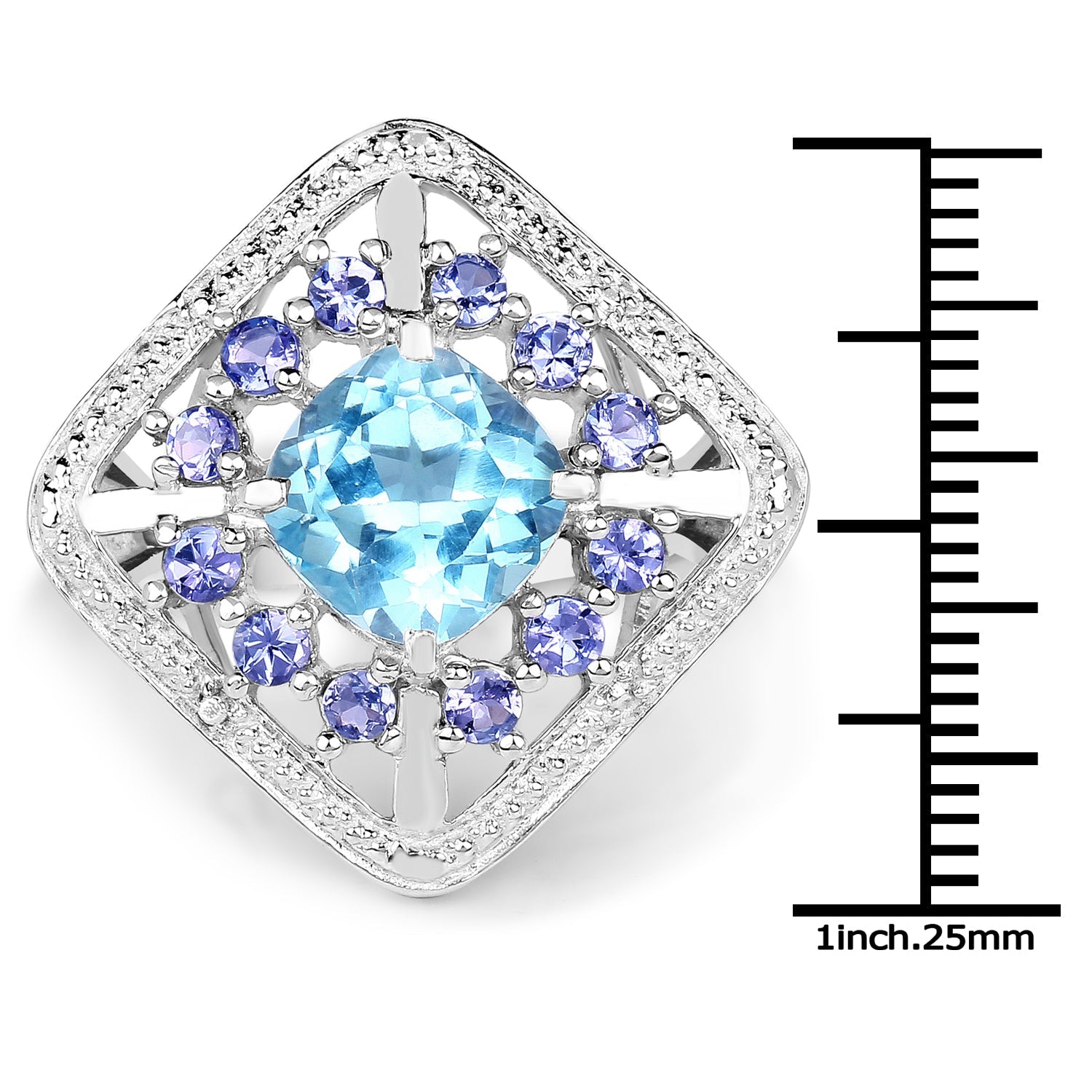 4.24 Carat Genuine Blue Topaz and Tanzanite .925 Sterling Silver Ring by Bids.com
