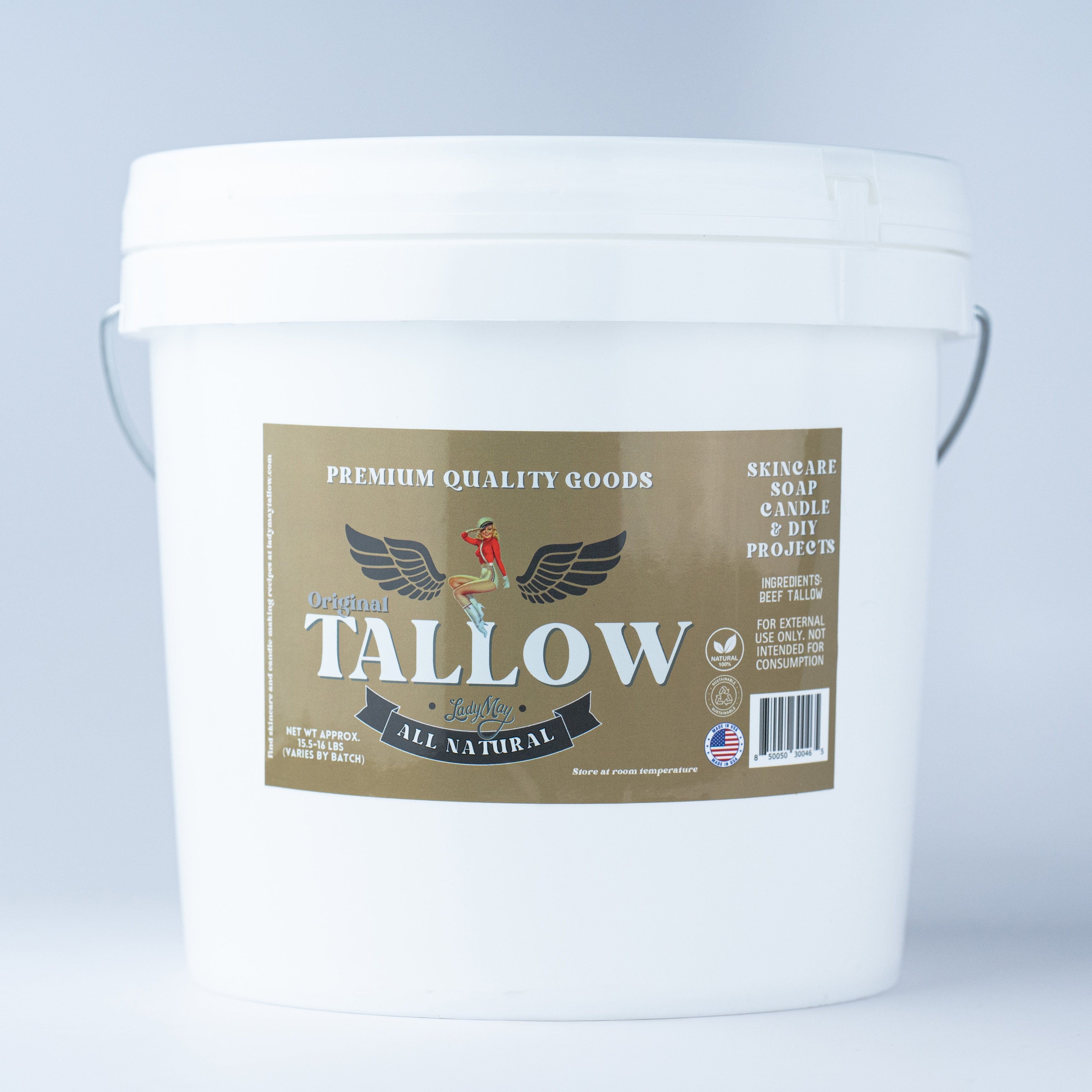 Bulk Grass-Fed Beef Tallow for Soap, Skincare & Candles | 2,8,16 lbs | Maker-Proven Quality by Lady May Tallow