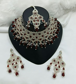 Joban Fashion Maroon Color Stone Work Necklace Set