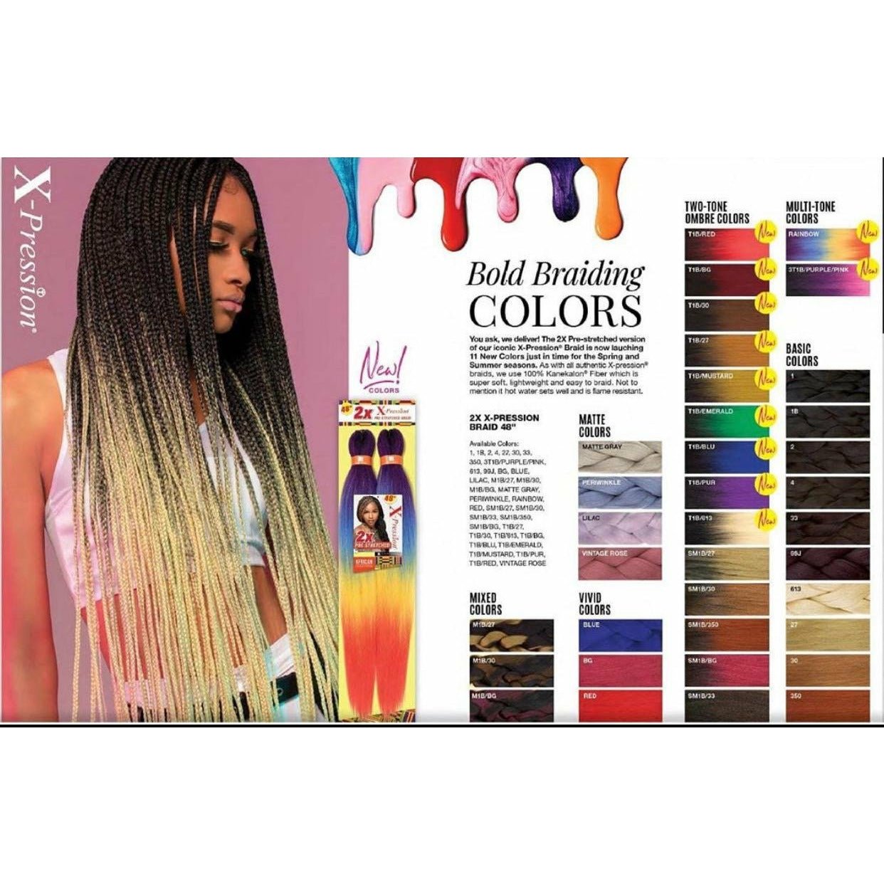 X-Pression 2X Pre-Stretched Braiding Hair 48 in