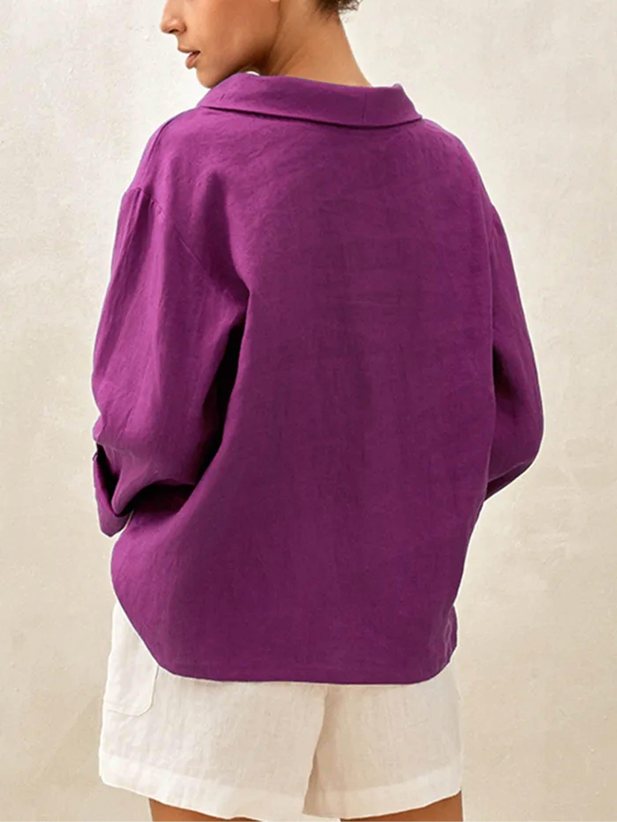 100% Linen Draped Neck Top HOLLIS by LINTICO