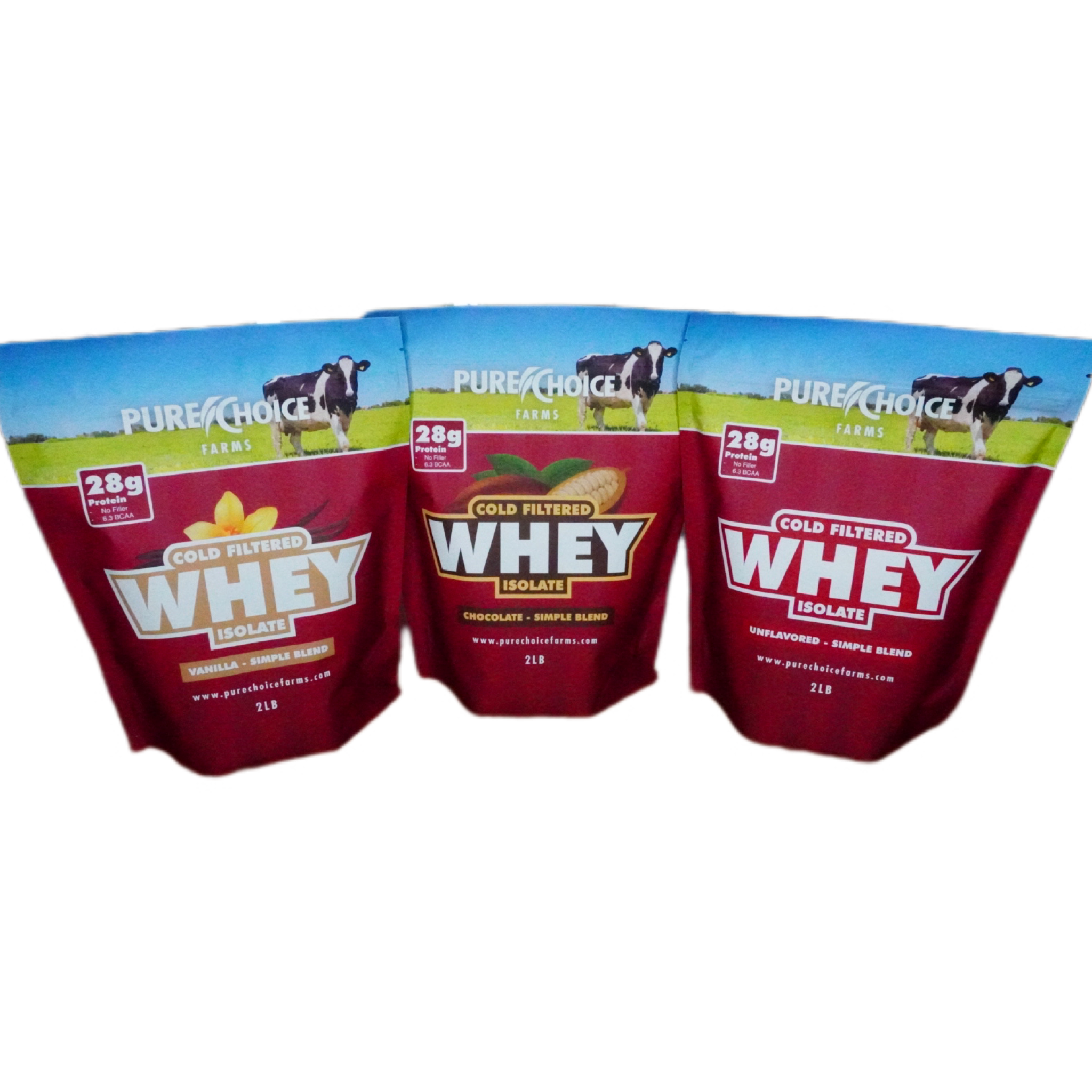 3 Flavor Whey Protein Isolate Combos by Pure Choice Farms