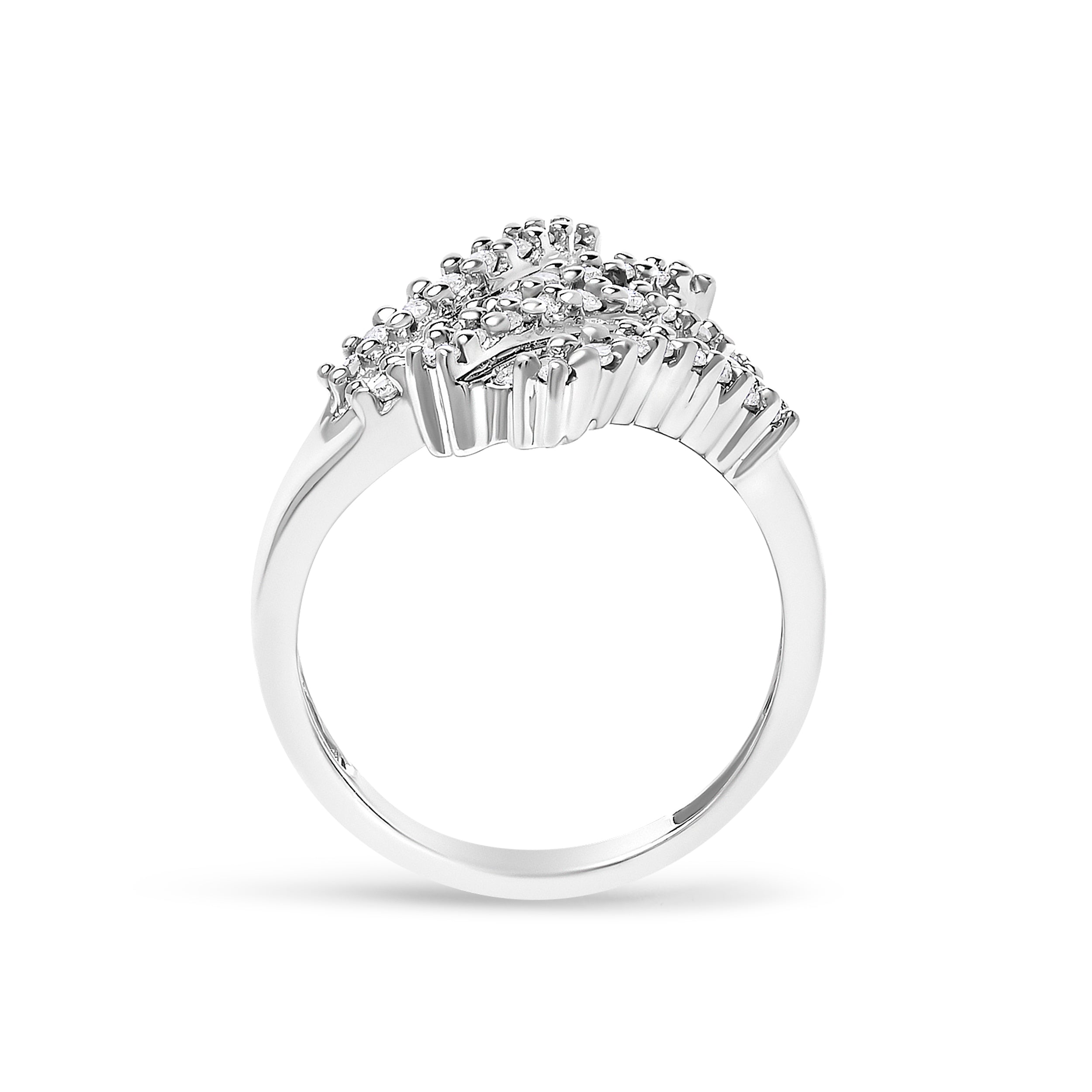 10K White Gold 1/2 Cttw Diamond Bypass Cocktail Ring DestGlow