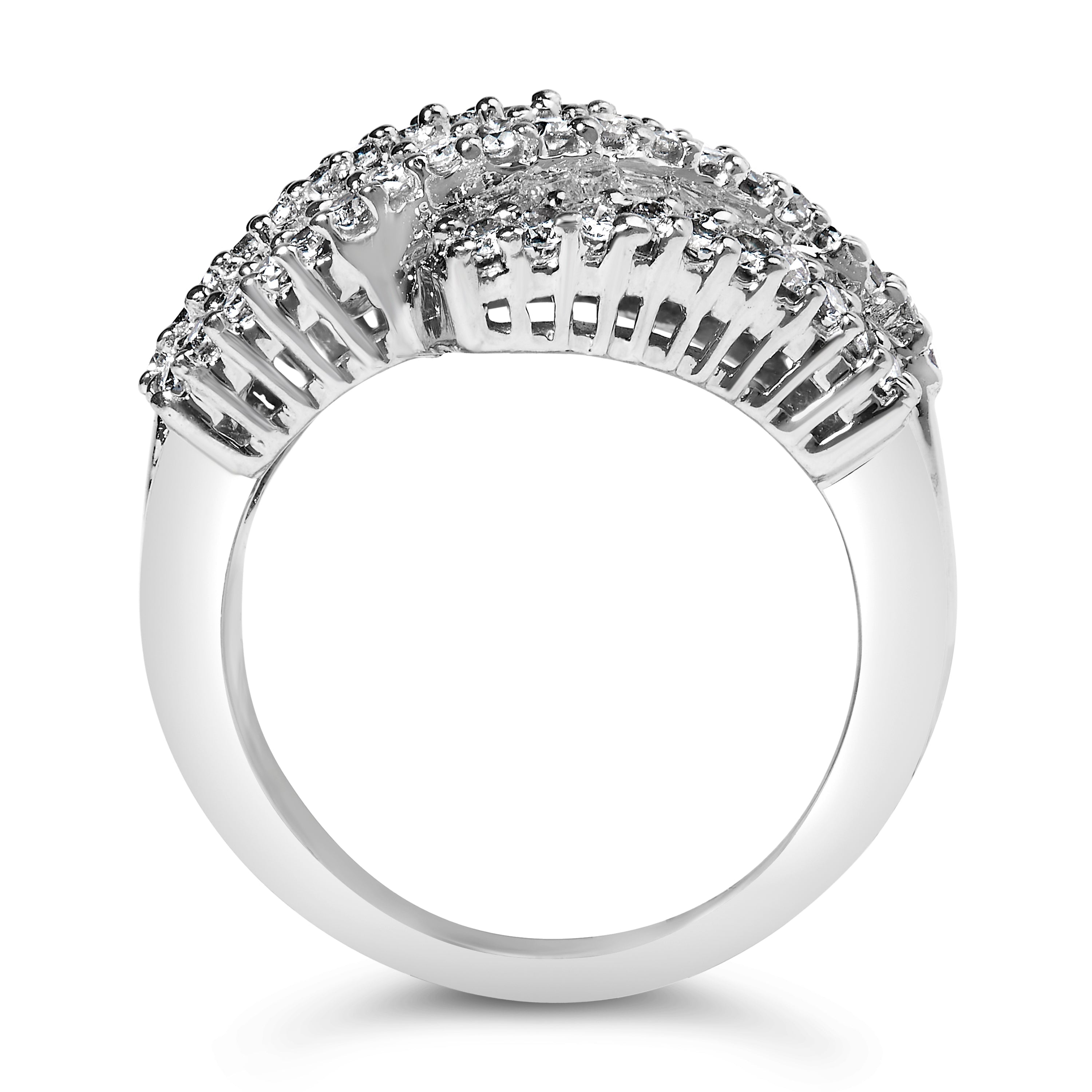 14K White Gold Diamond Cocktail Ring Band (1 3/4 Cttw, H-I Color, SI2-I1 Clarity) - Size 6-1/2 by Bids.com