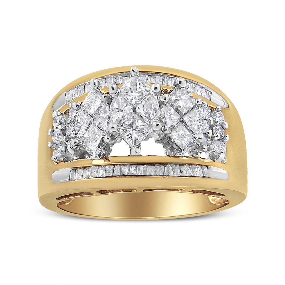 10K Yellow and White Gold 1 1/2 Cttw Pear Shaped 3 Stone Style Diamond Ring Band (H-I Color, SI1-SI2 Clarity) - Ring Size 7 by Bids.com