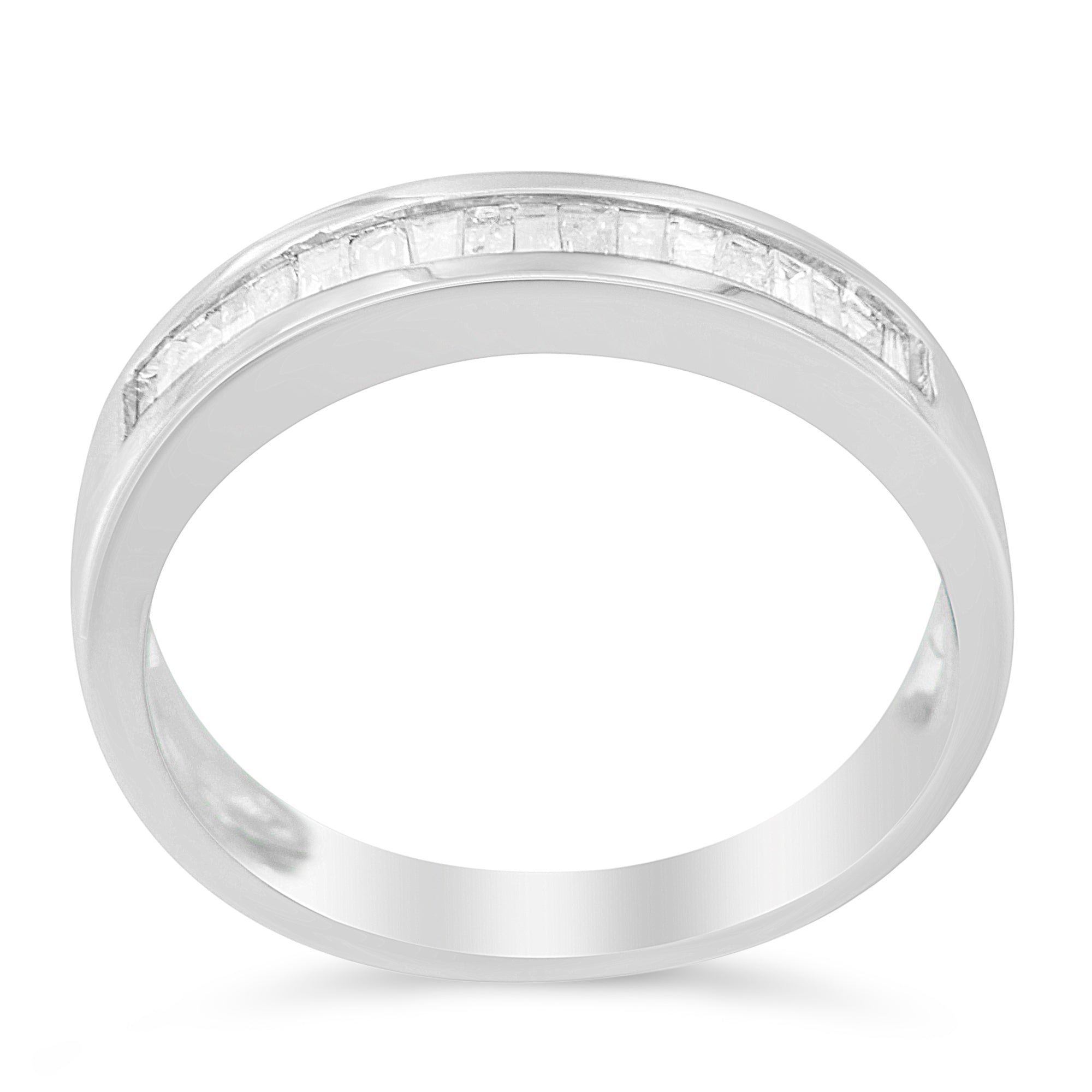 .925 Sterling Silver 1/3 Cttw Baguette Cut Diamond Channel Set Stackable Wedding Ring (H-I Color, I1-I2 Clarity) - Size 6-3/4 DestGlow