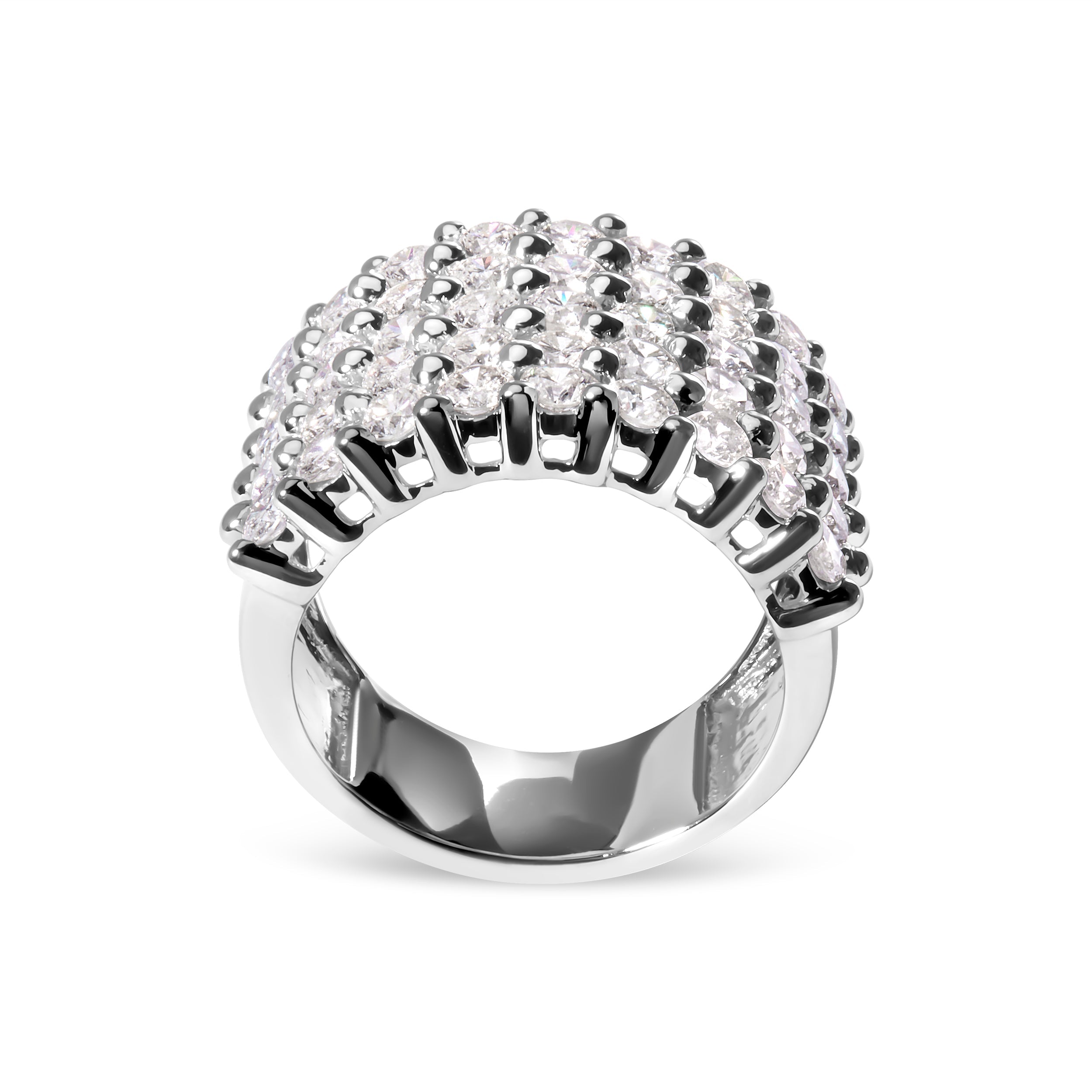 14k White Gold 4.0 Cttw Diamond 5 Row Ring Band (I-J Color, I1-I2 Clarity) - Ring Size 7 by Bids.com