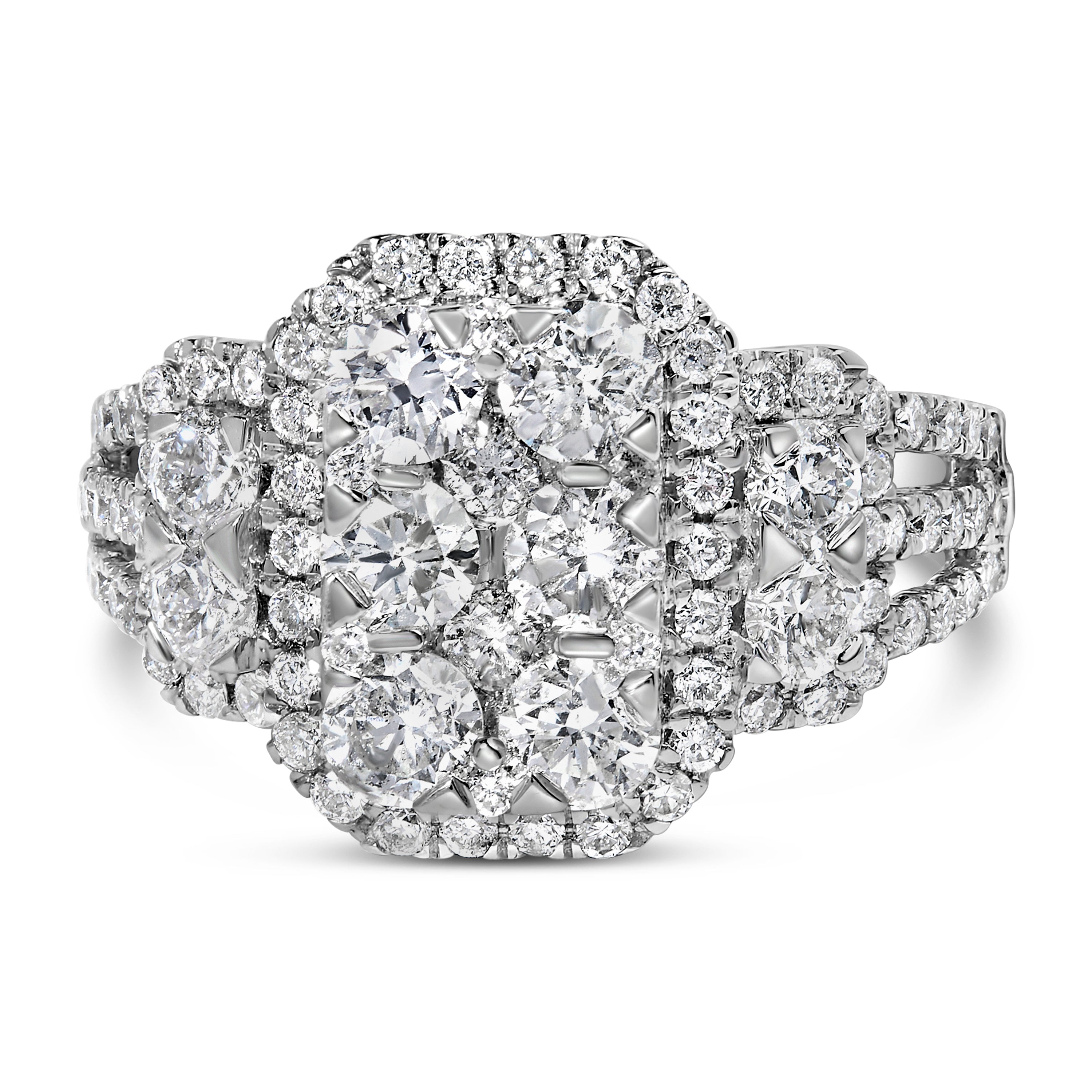 14K White Gold 2 1/4 Cttw Diamond Cocktail Cluster Ring (G-H Color, SI2-I1 Clarity) - Size 7 by Bids.com