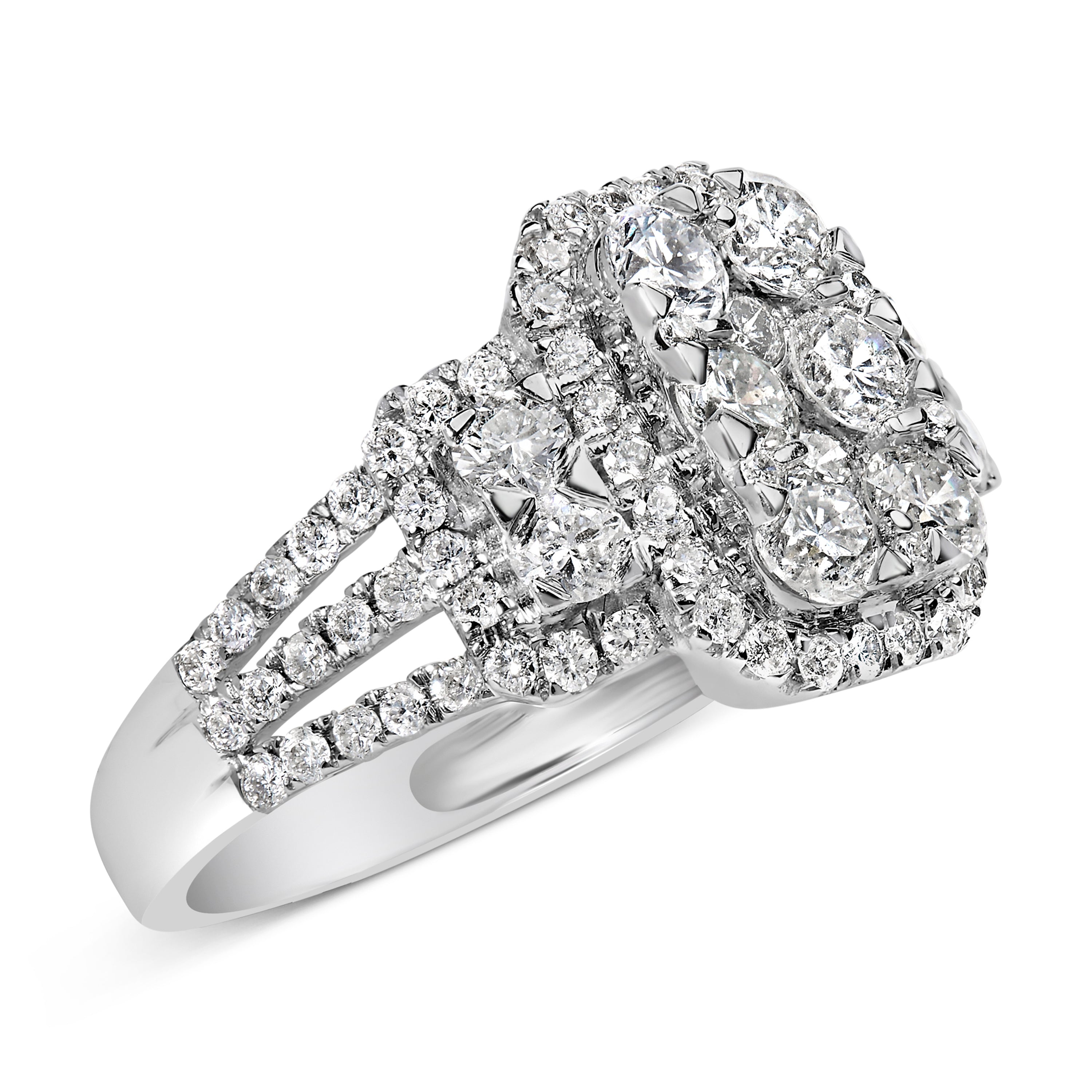 14K White Gold 2 1/4 Cttw Diamond Cocktail Cluster Ring (G-H Color, SI2-I1 Clarity) - Size 7 by Bids.com