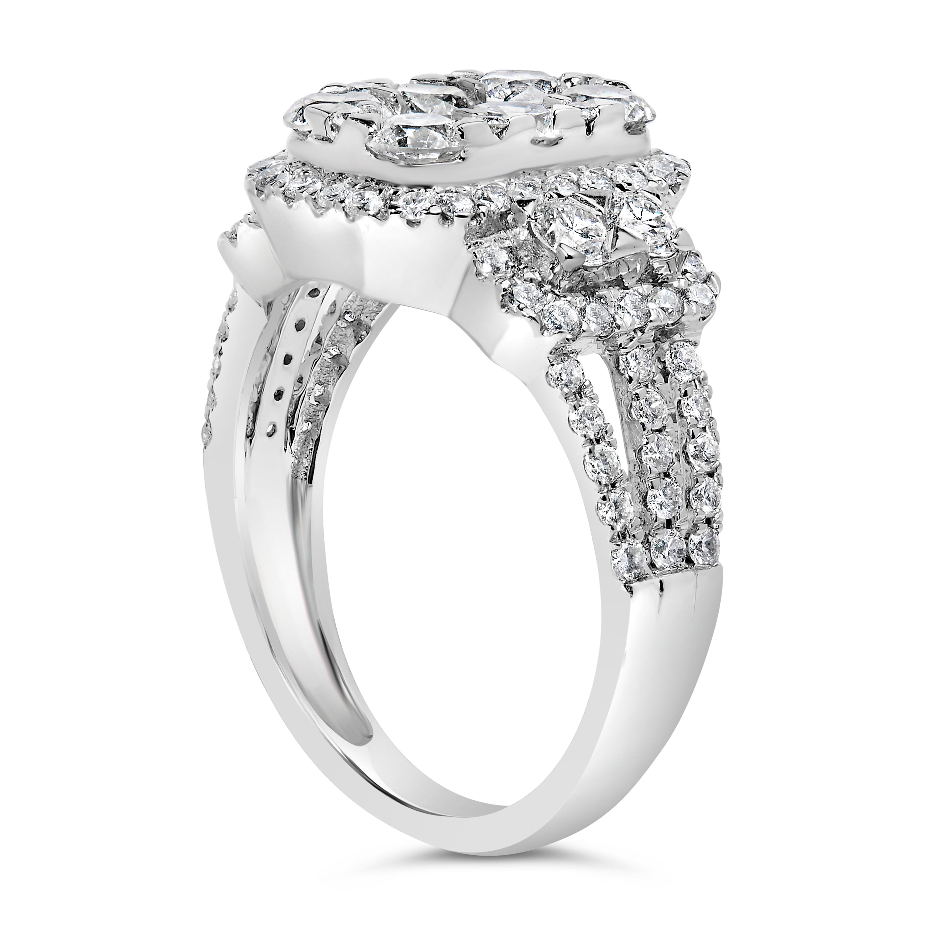 14K White Gold 2 1/4 Cttw Diamond Cocktail Cluster Ring (G-H Color, SI2-I1 Clarity) - Size 7 by Bids.com