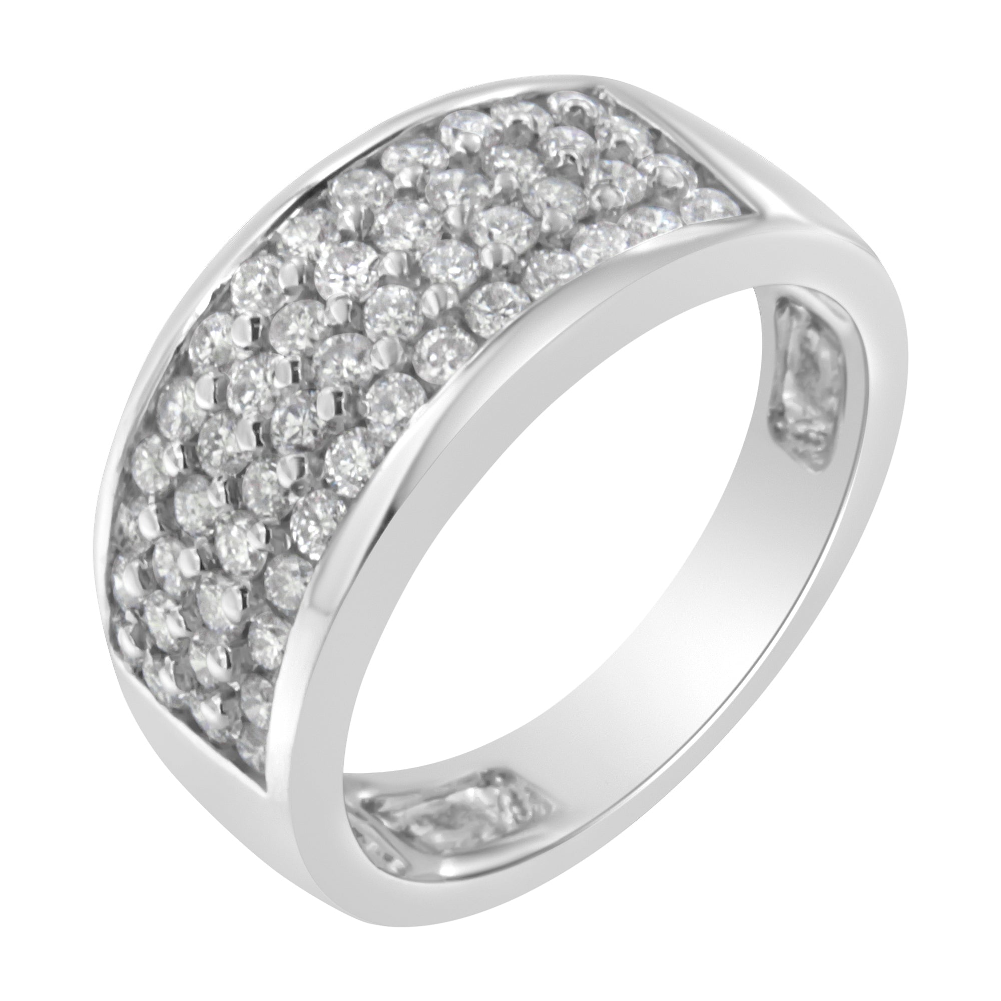 14K White Gold Round Cut Diamond Ring (1.0 Cttw, H-I Color, SI2-I1 Clarity) - Size 6-1/2 DestGlow