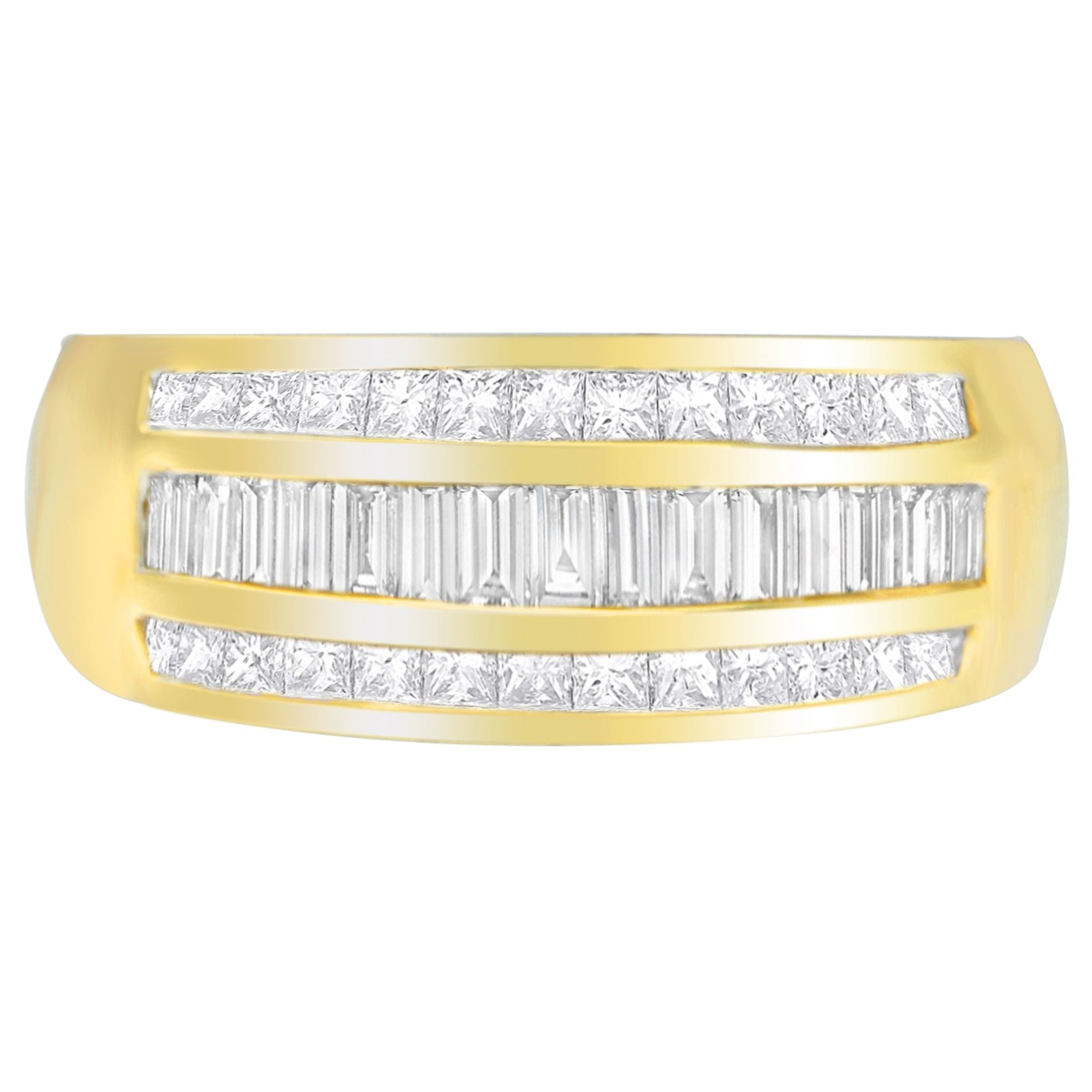 14K Yellow Gold 1ct. TDW Princess and Baguette-Cut Diamond Ring(H-I, SI1-SI2) by Bids.com