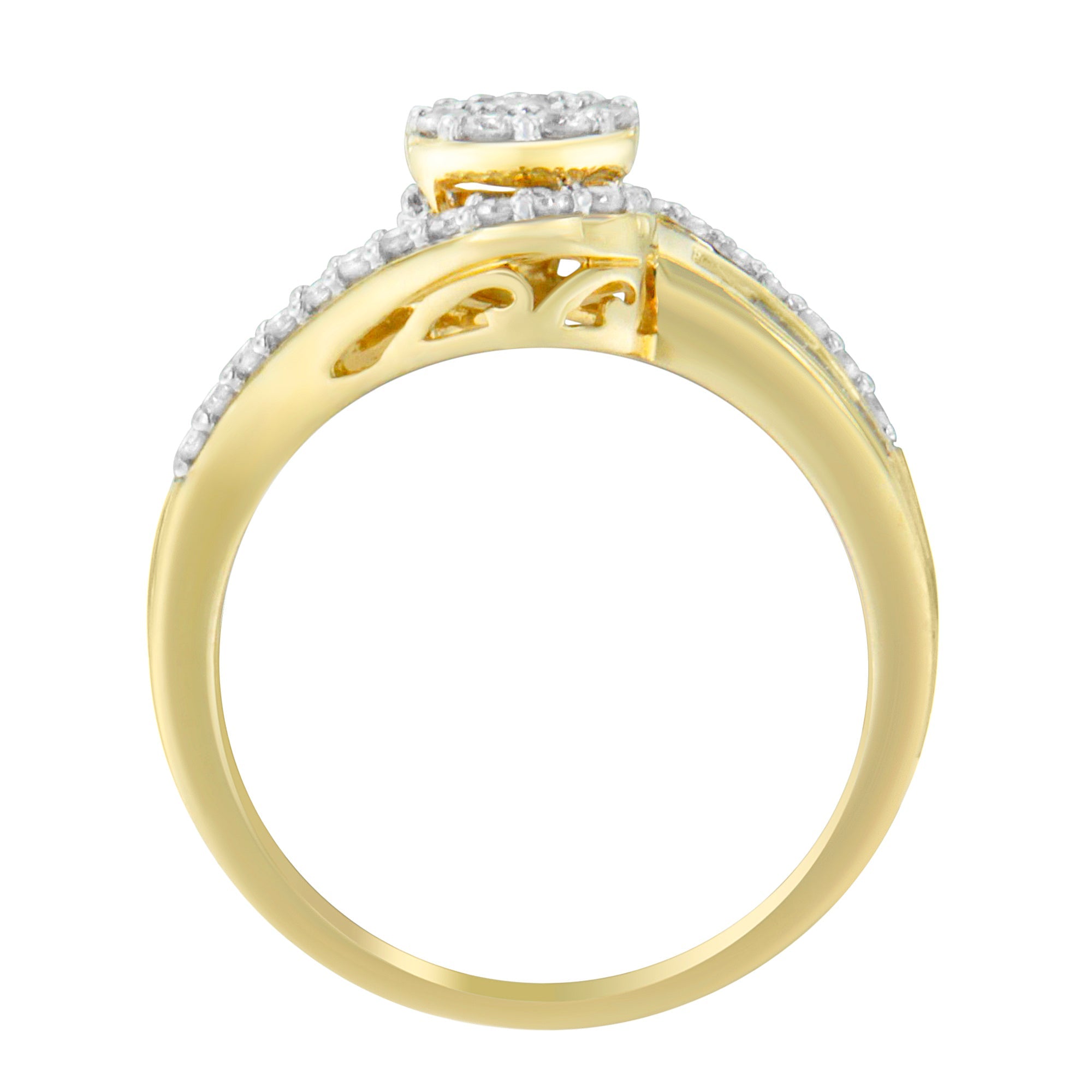 10K Yellow Gold Diamond Cluster Ring (1/2 Cttw, I-J Color, I2-I3 Clarity) - Size 6 by Bids.com