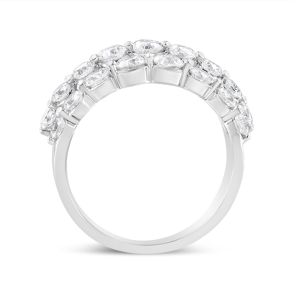 10K White Gold 2 1/2 Cttw Round Natural Diamond 3 Row Band Ring (I-J Color, I1-I2 Clarity) - Ring Size 7 by Bids.com