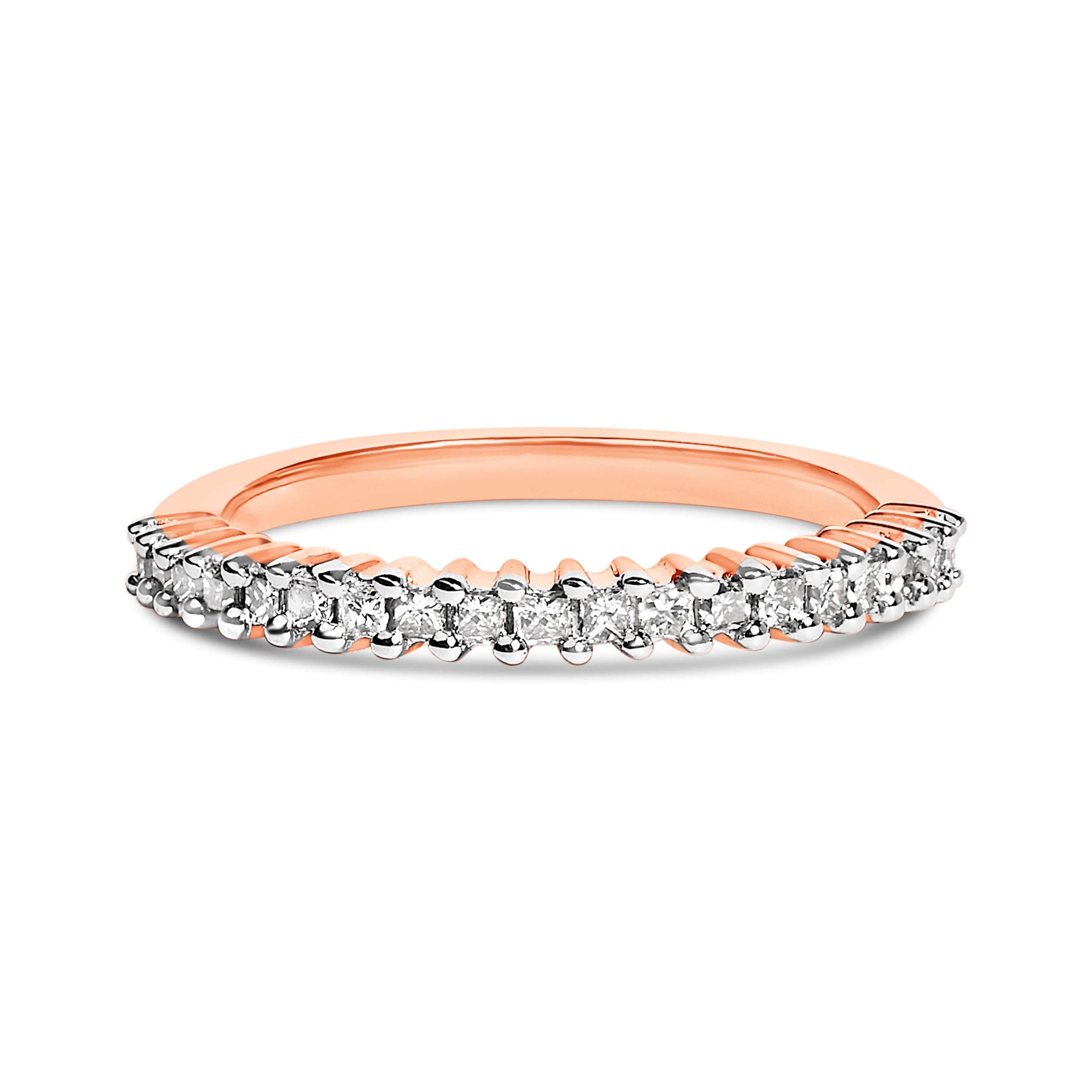 10K Rose Gold Plated Sterling Silver 1/3 Cttw Diamond Band Ring DestGlow