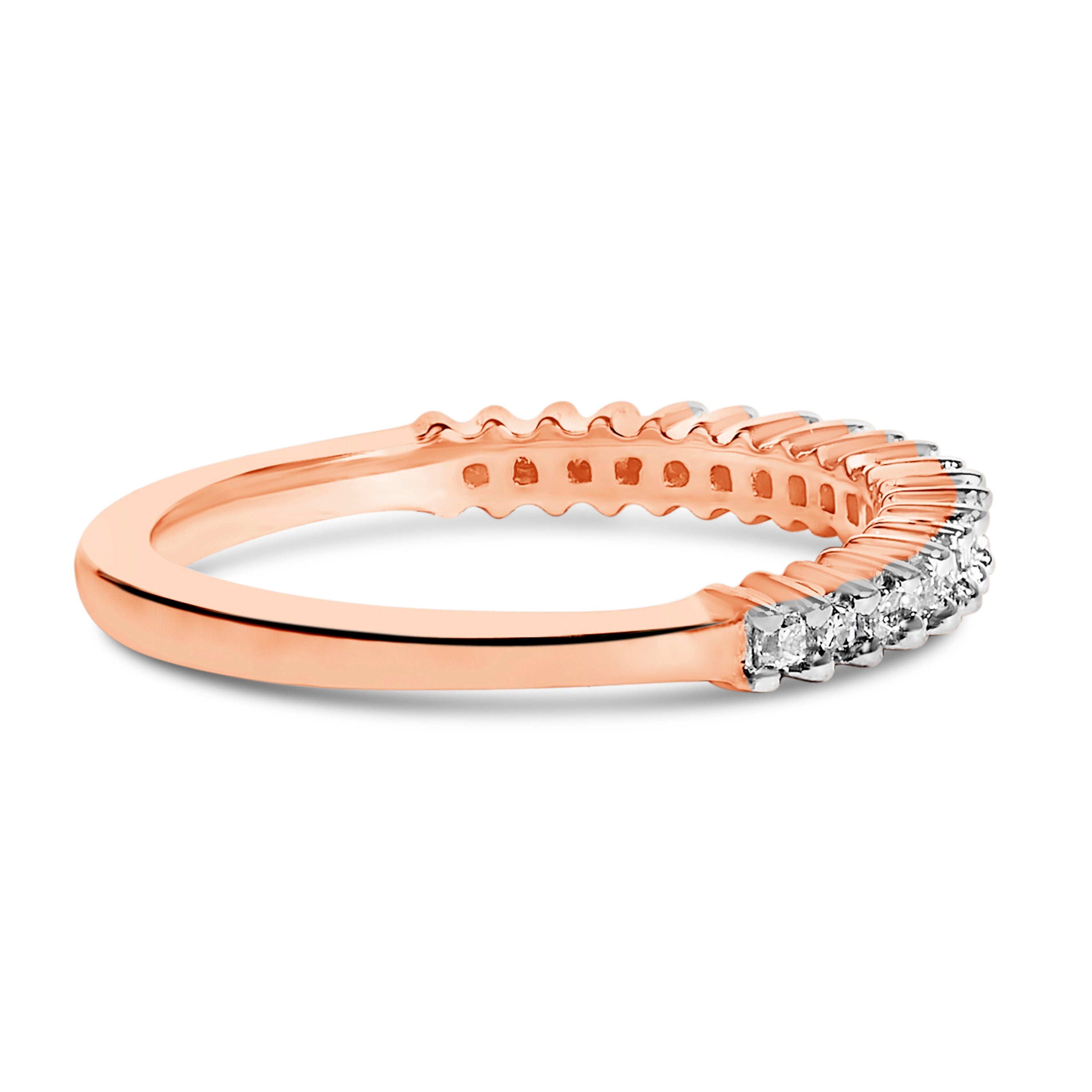 10K Rose Gold Plated Sterling Silver 1/3 Cttw Diamond Band Ring DestGlow