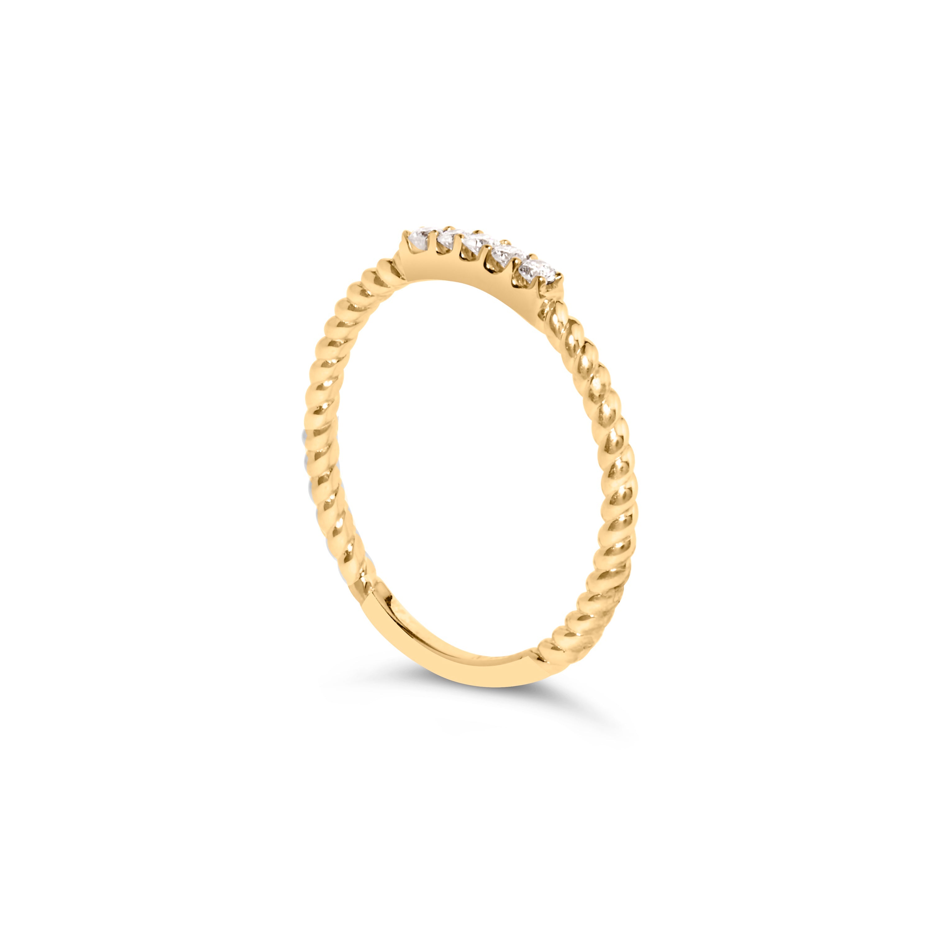 10K Yellow Gold 1/10 Cttw Diamond 5 Stone Braided Shank Band Ring (I-J Color, I2-I3 Clarity)- Ring Size 6 by Bids.com