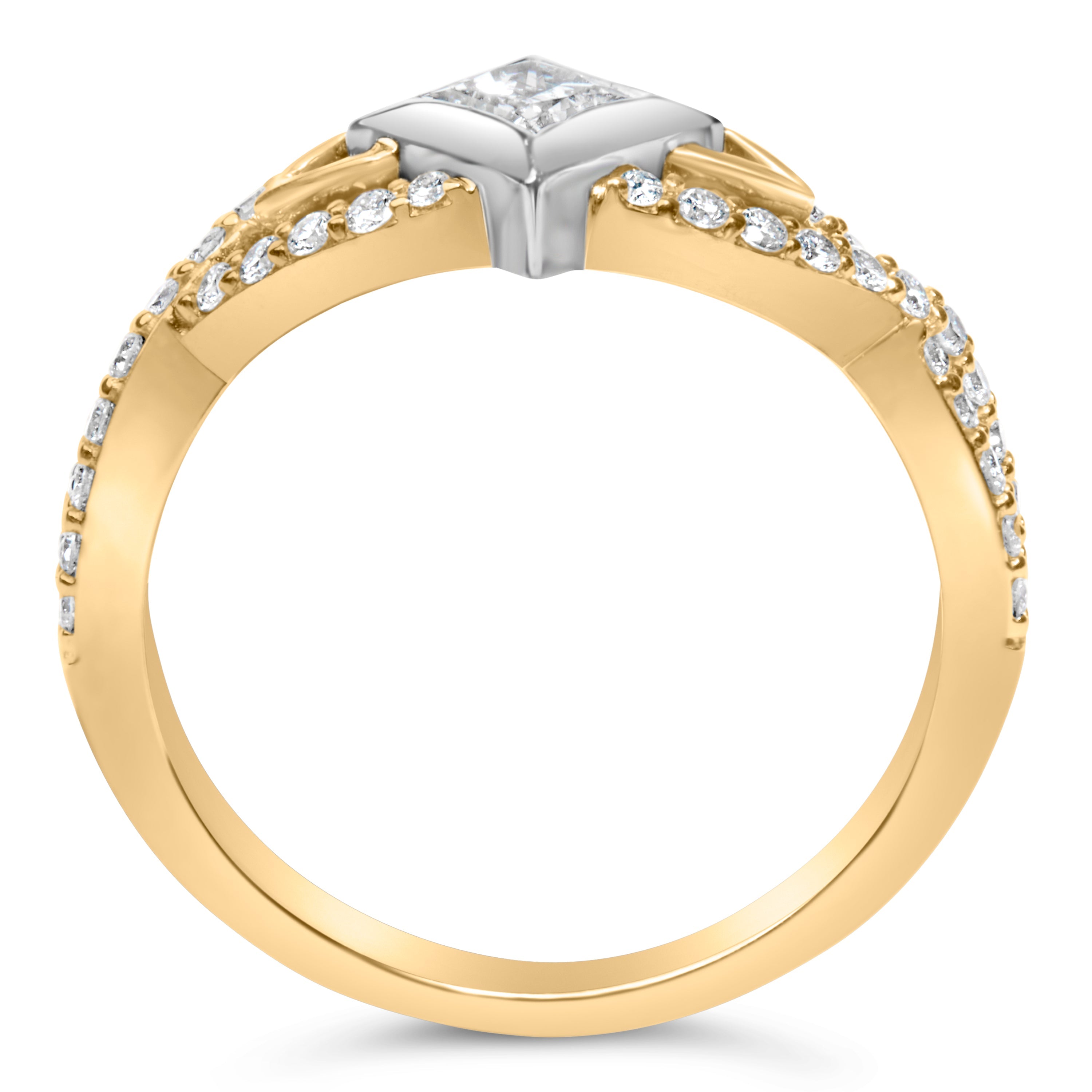 10K Two Tone Color 2/3 Cttw Diamond Kite and Twist Shank Ring (H-I Color,SI2-I1 Clarity) by Bids.com