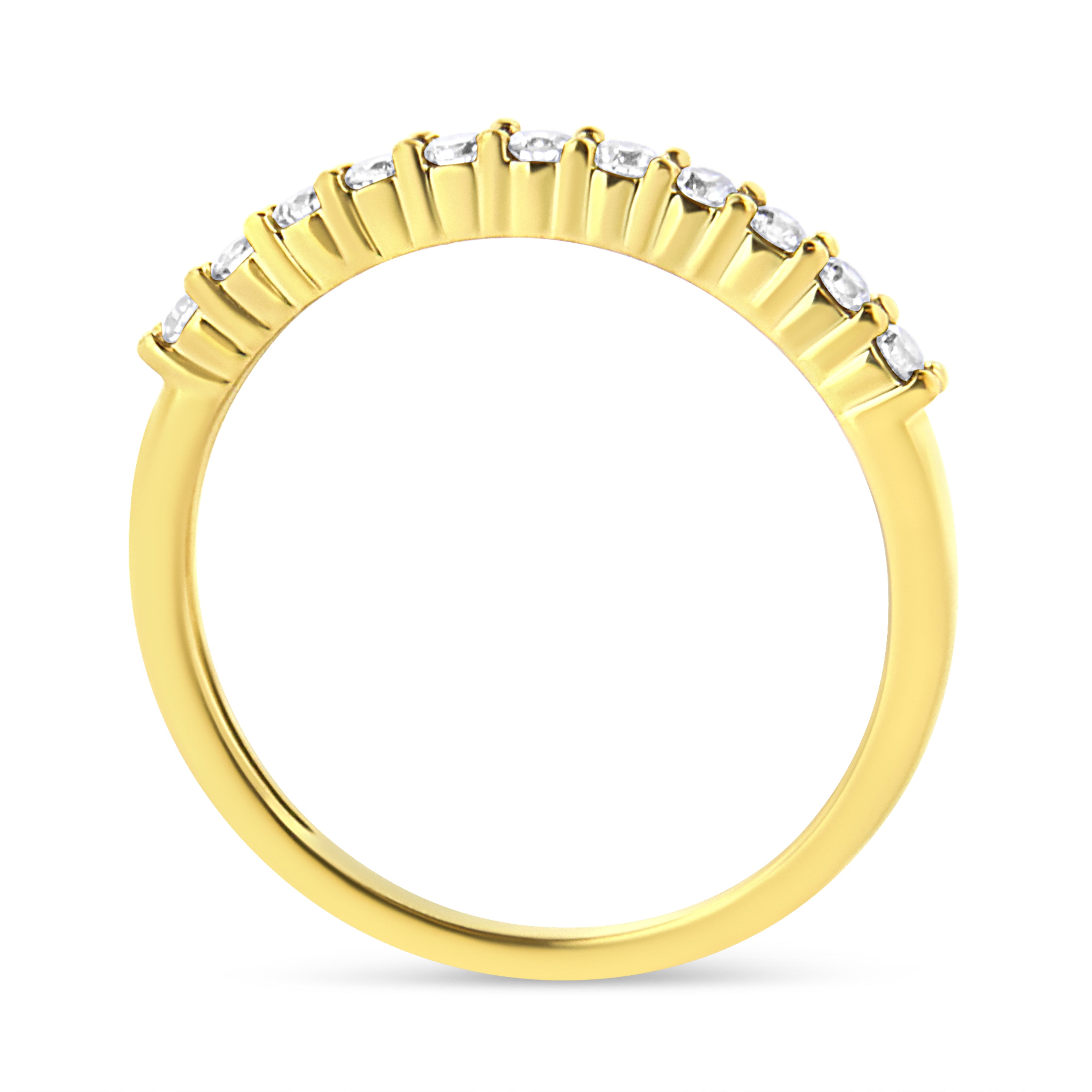 IGI Certified 1/4 Cttw Diamond 10K Yellow Gold Prong Set Fluted Band Style Ring (I-J Color, I2-I3 Clarity) - Size 7 DestGlow