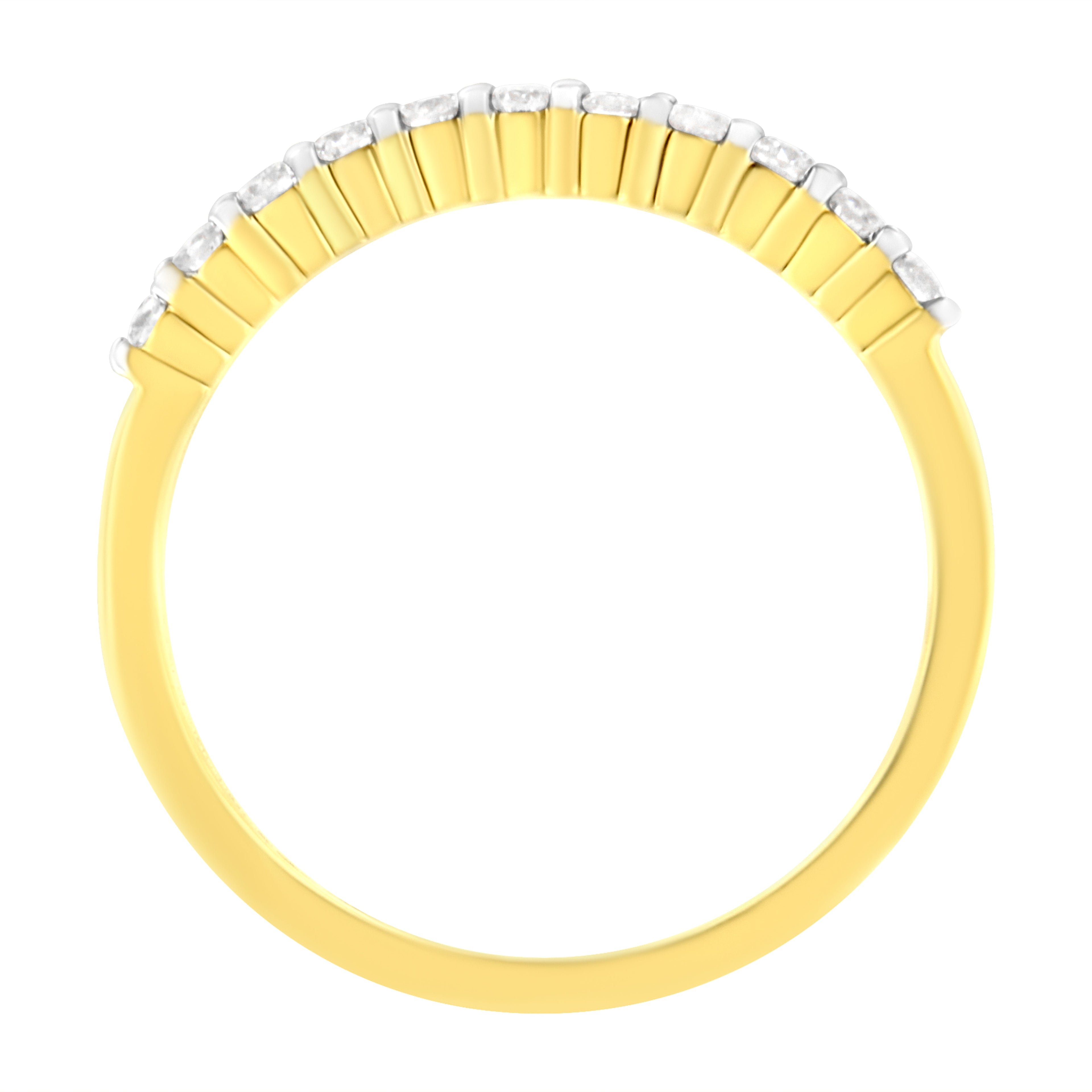 IGI Certified 1/4 Cttw Diamond 10K Yellow Gold Prong Set Fluted Band Style Ring (I-J Color, I2-I3 Clarity) - Size 7 by Bids.com