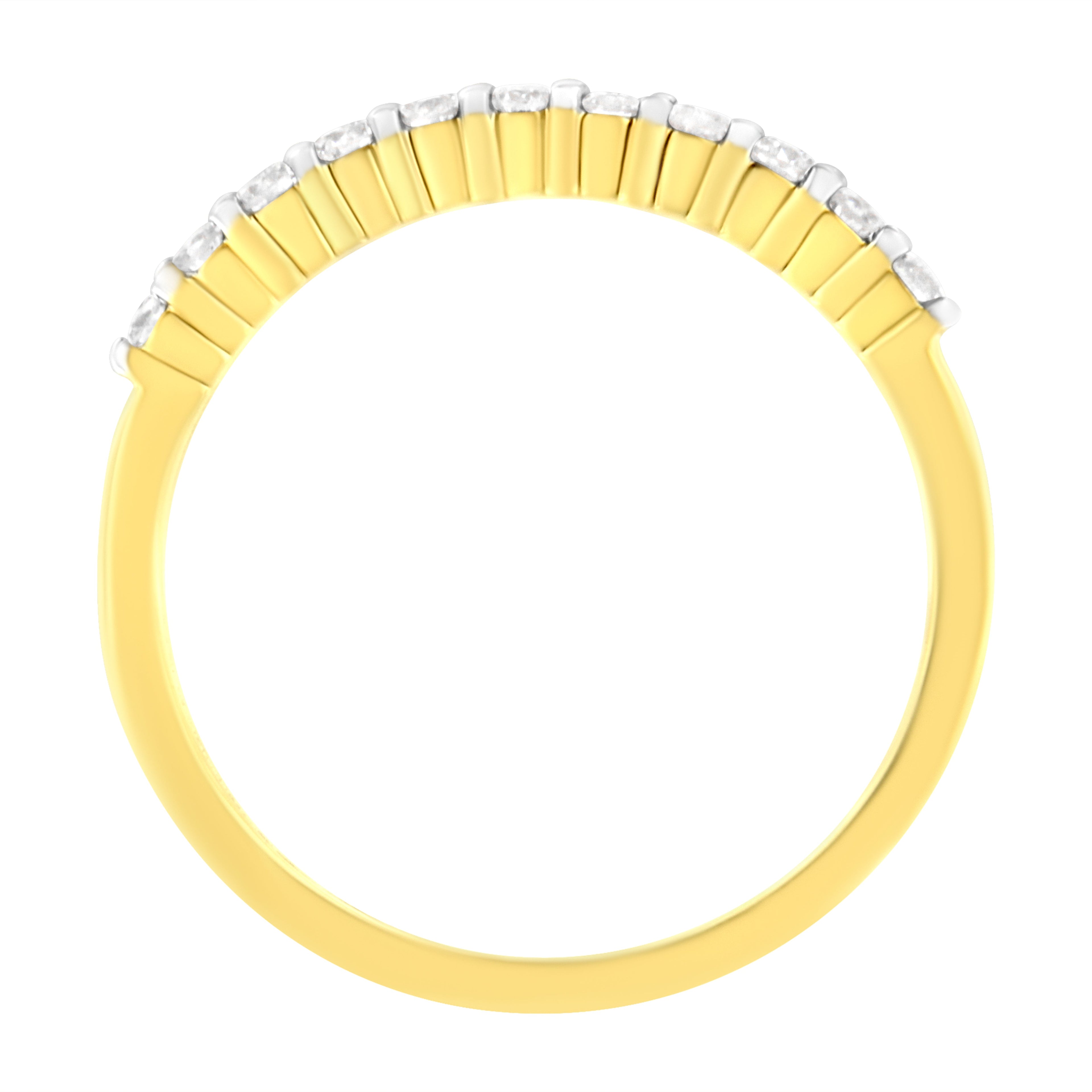 IGI Certified 1/4 Cttw Diamond 10K Yellow Gold Prong Set Fluted Band Style Ring (I-J Color, I2-I3 Clarity) - Size 7 DestGlow